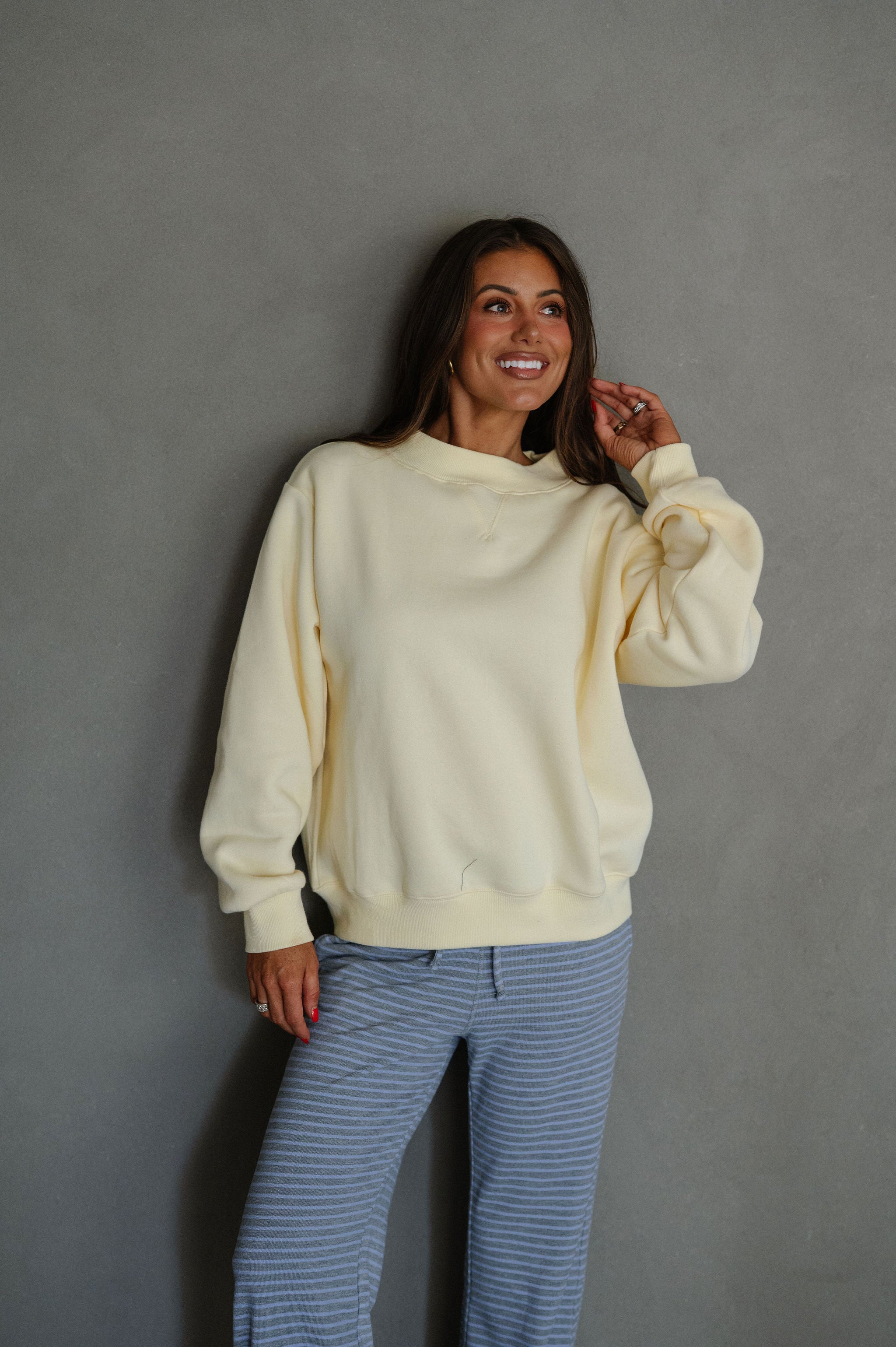 Millie Mock Neck Sweatshirt-Butter