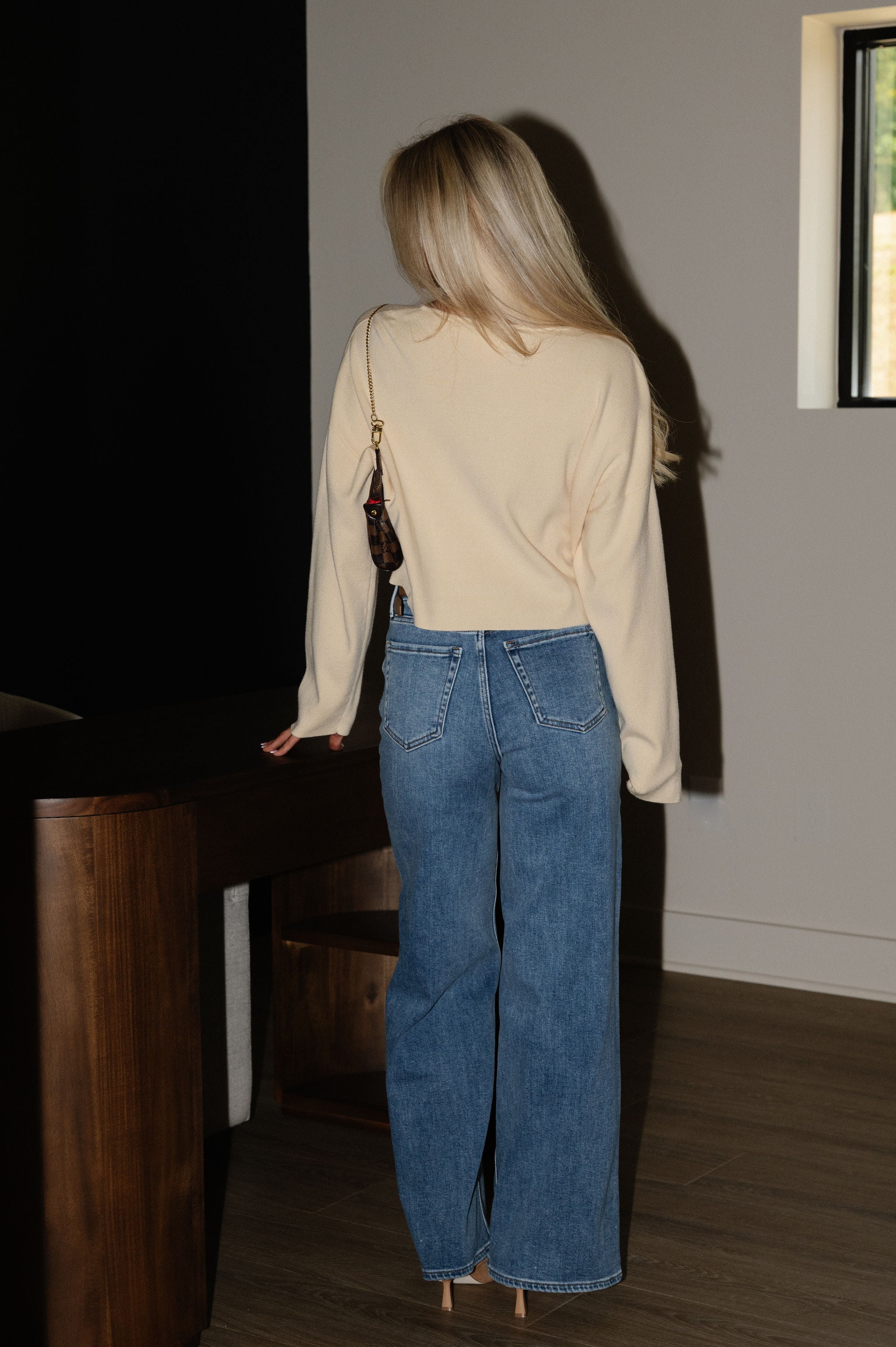 Round Neck Sweater Cardigan-Butter