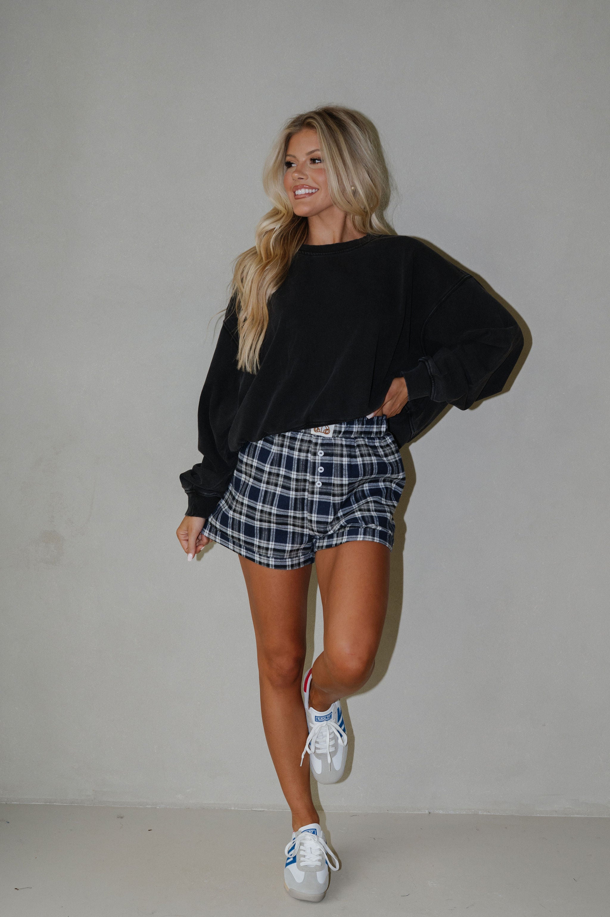 Washed French Terry Relaxed Sweatshirt-Black