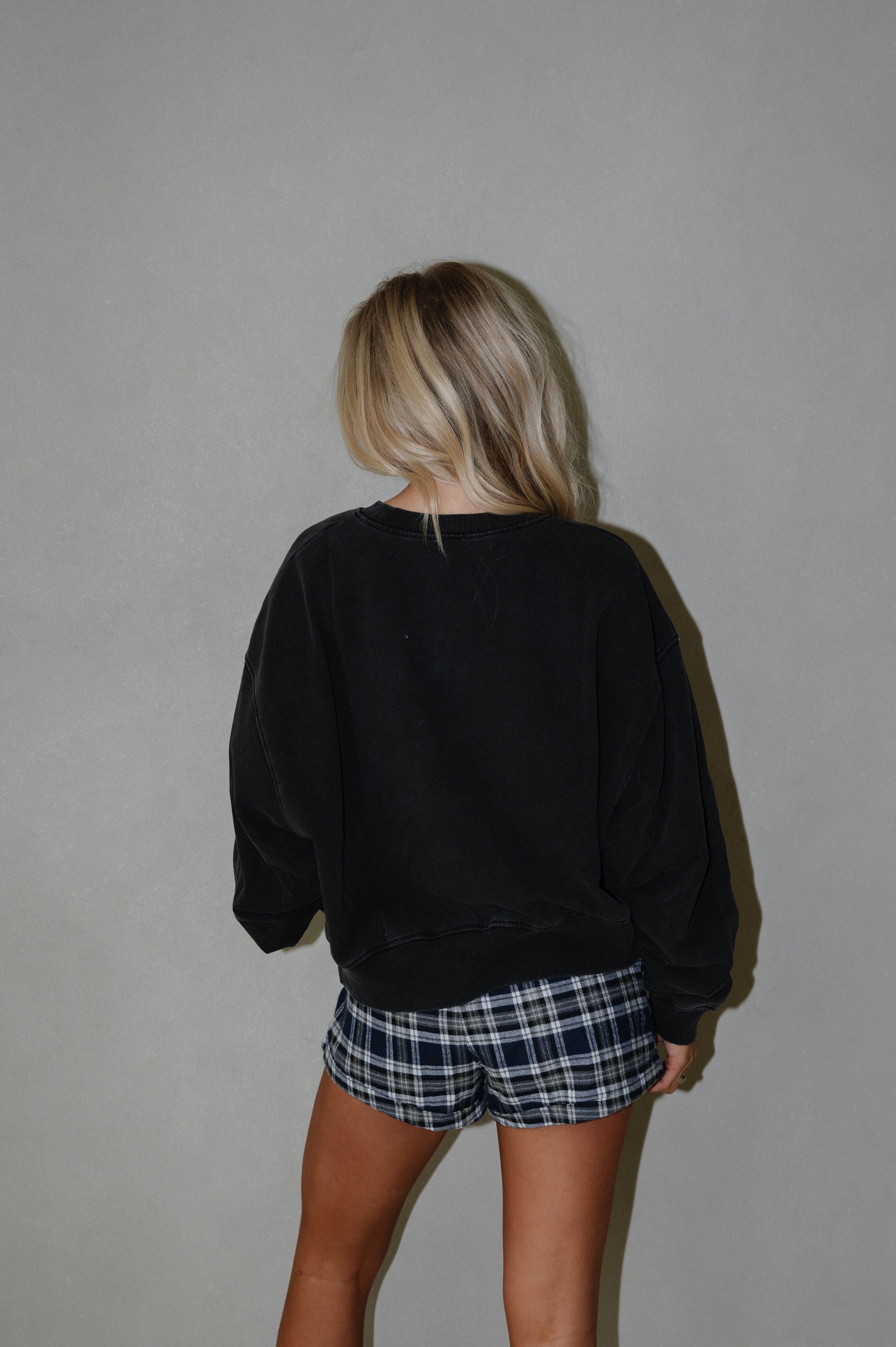 Washed French Terry Relaxed Sweatshirt-Black