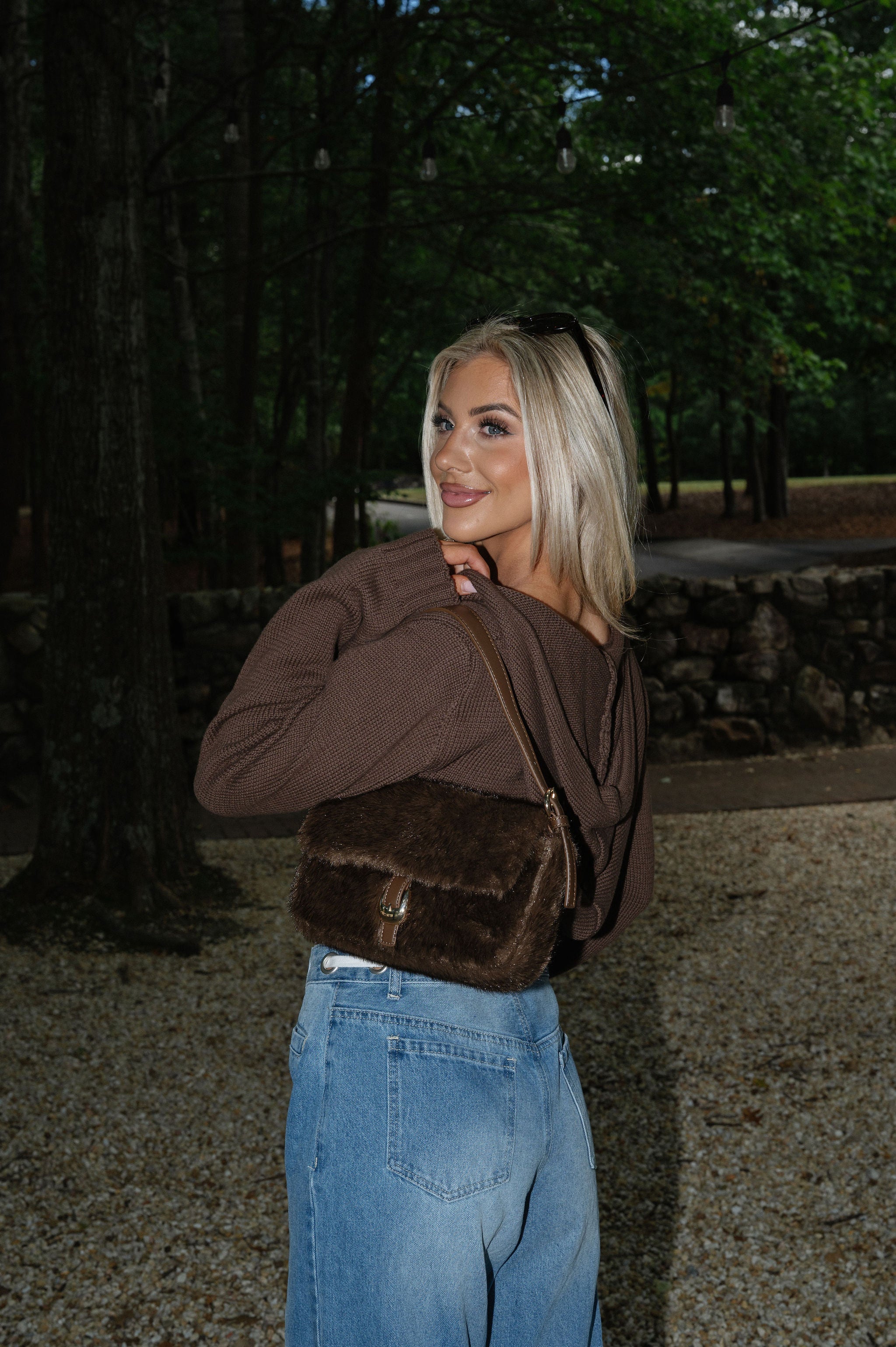 Mira Zip Up Hoodie-Brown