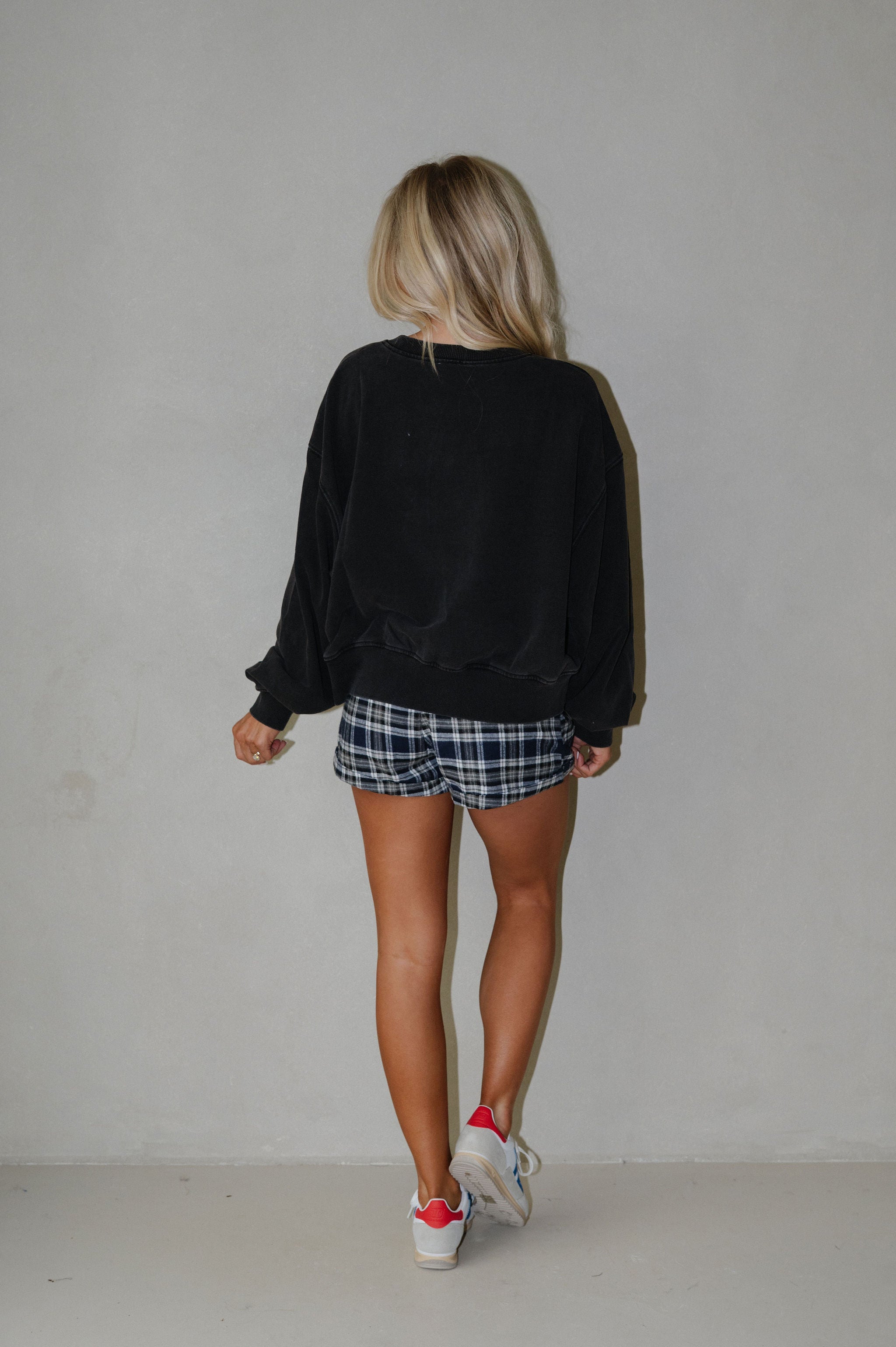 Washed French Terry Relaxed Sweatshirt-Black