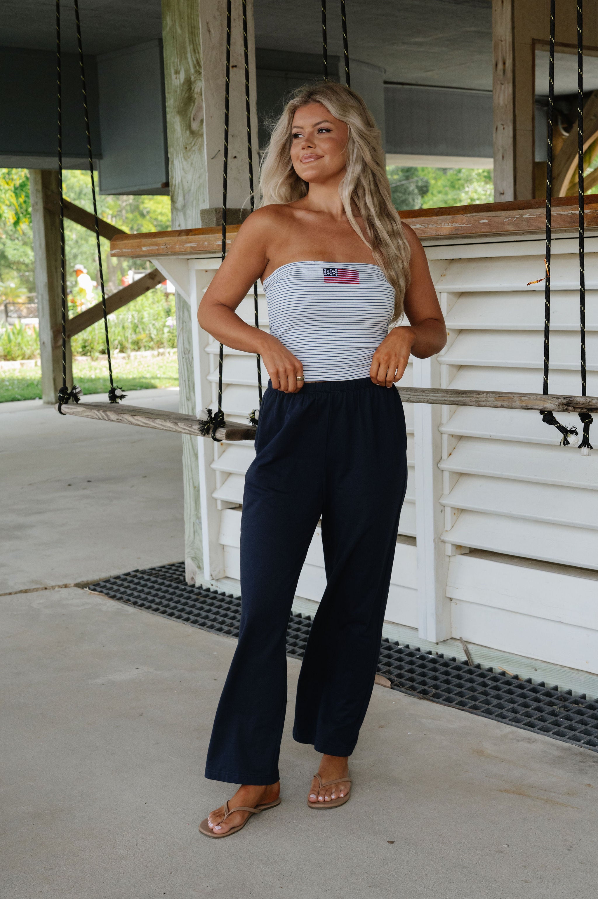 Stars and Stripes Tube Top-Blue/Ivory
