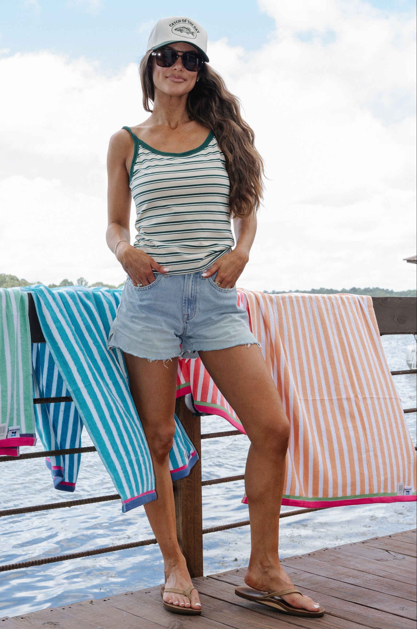 Rowan Striped Cami Top-Taupe/Hunter
