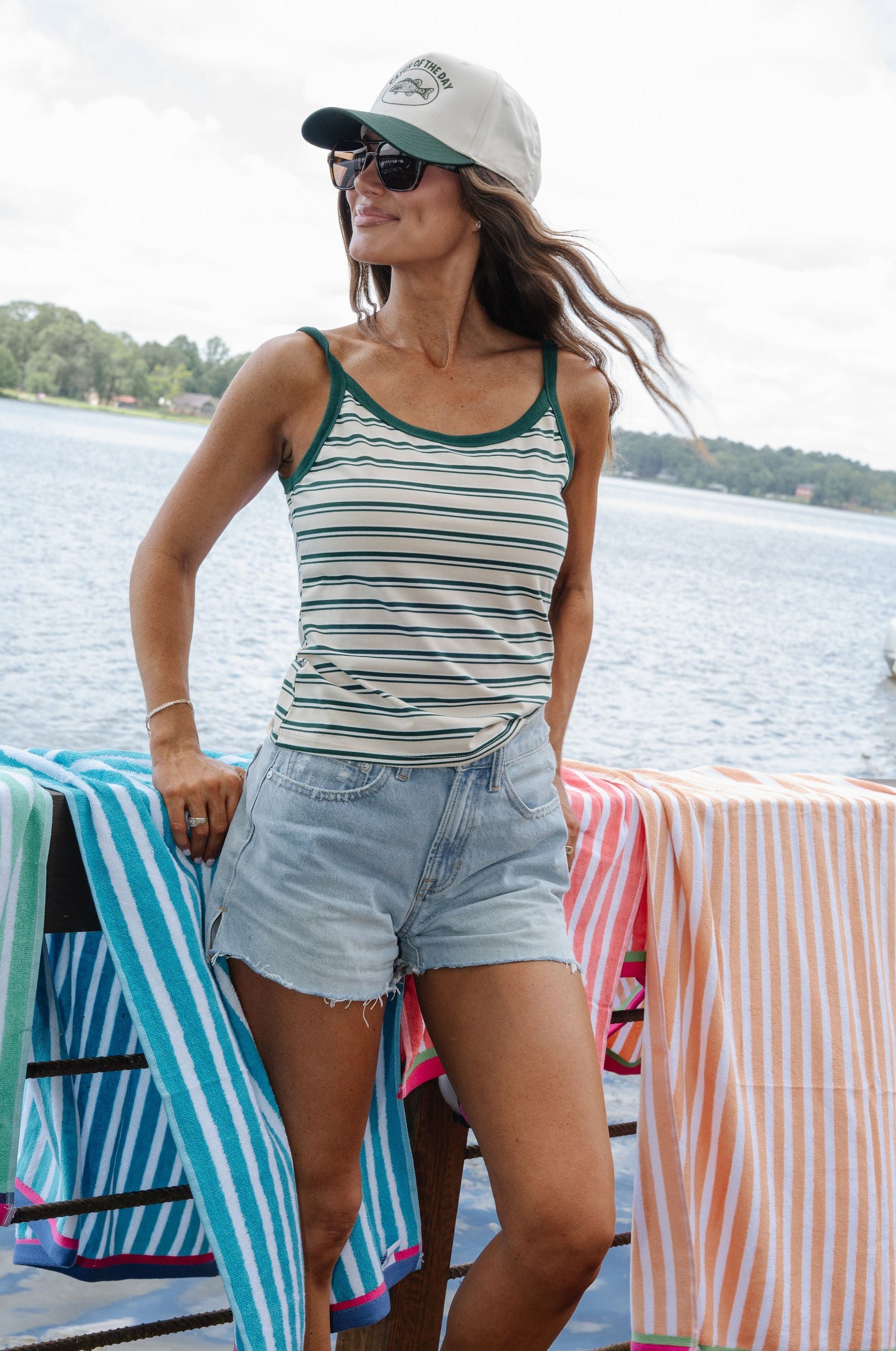 Rowan Striped Cami Top-Taupe/Hunter