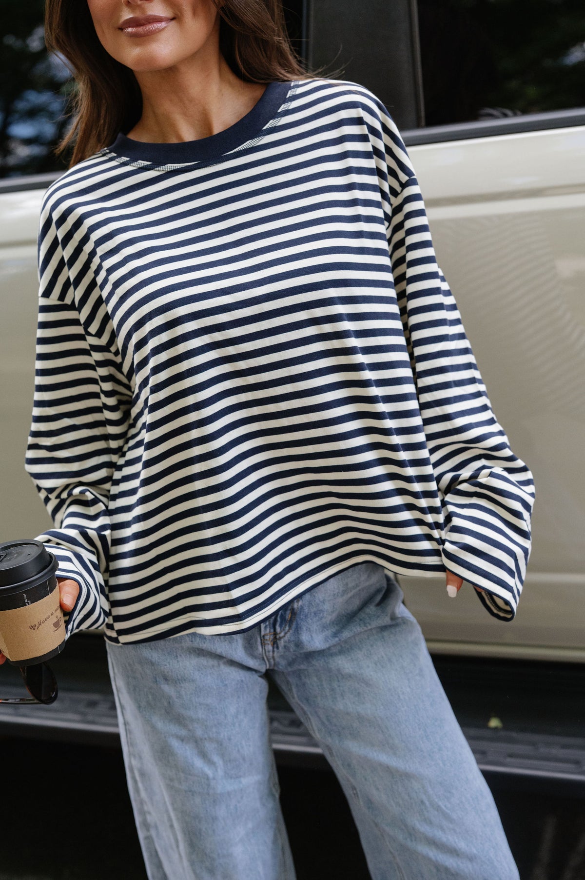 Elliott Striped Top-Navy