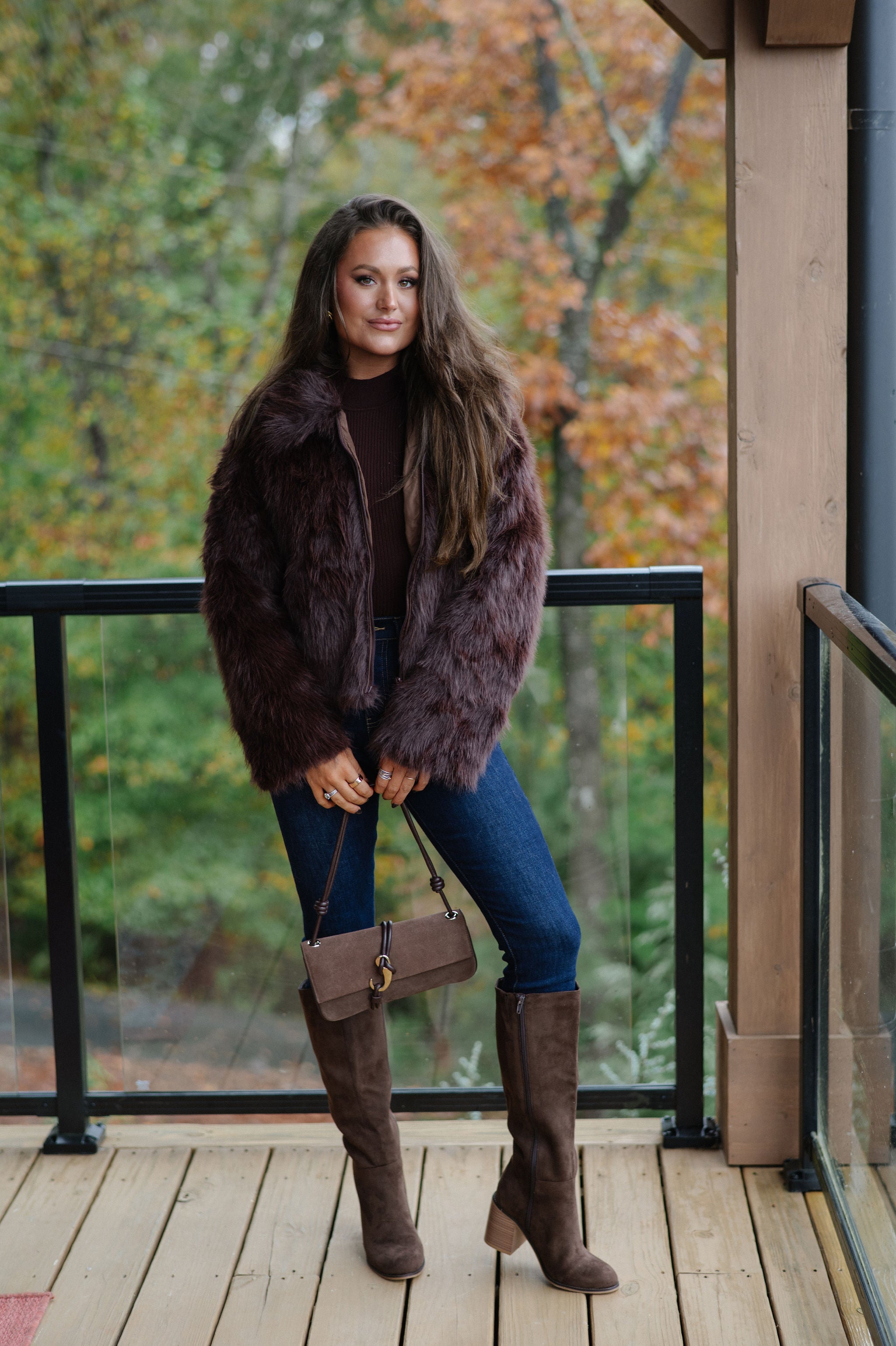 Hosanna Faux Fur Jacket-Brown