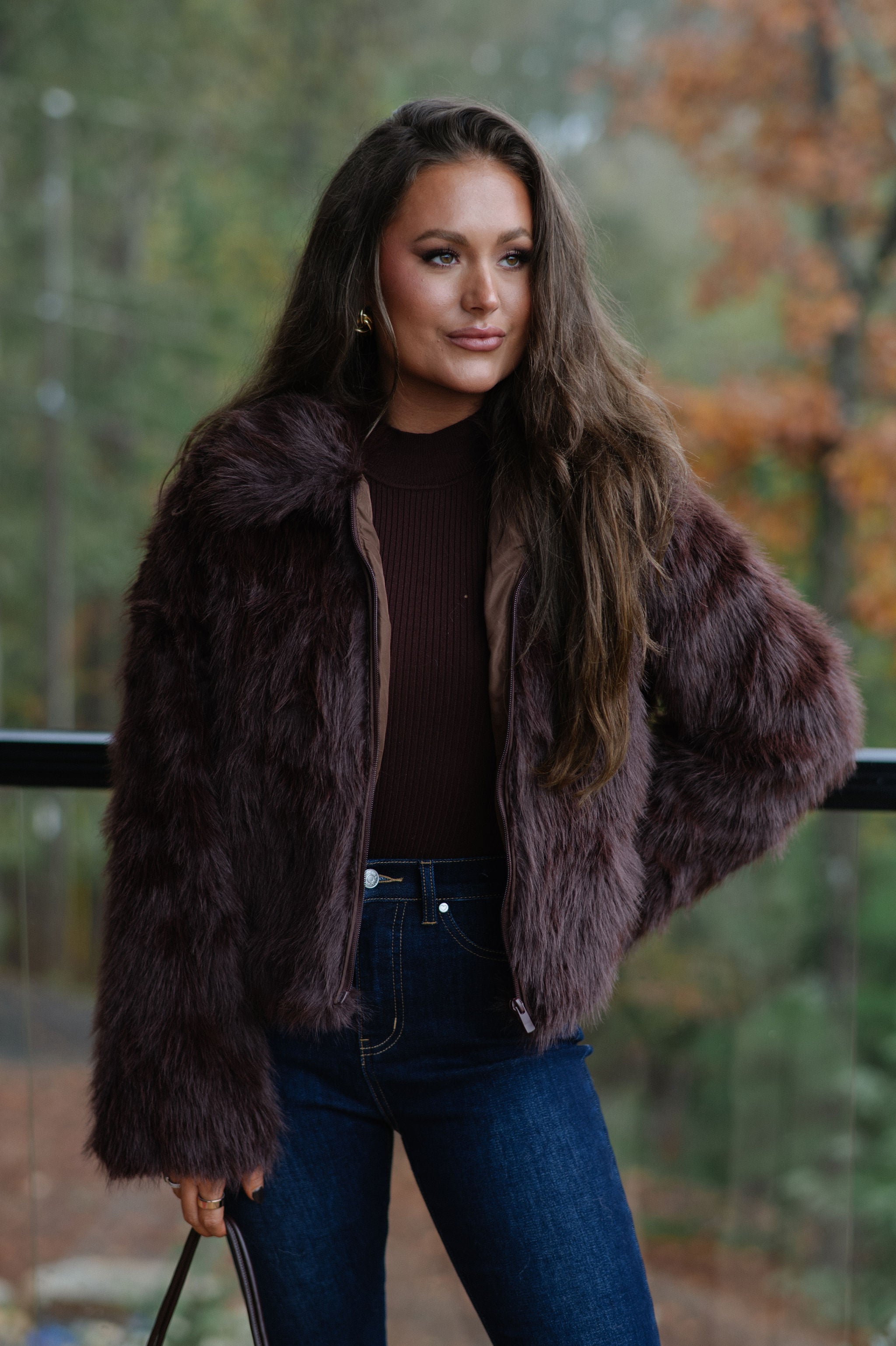 Hosanna Faux Fur Jacket-Brown
