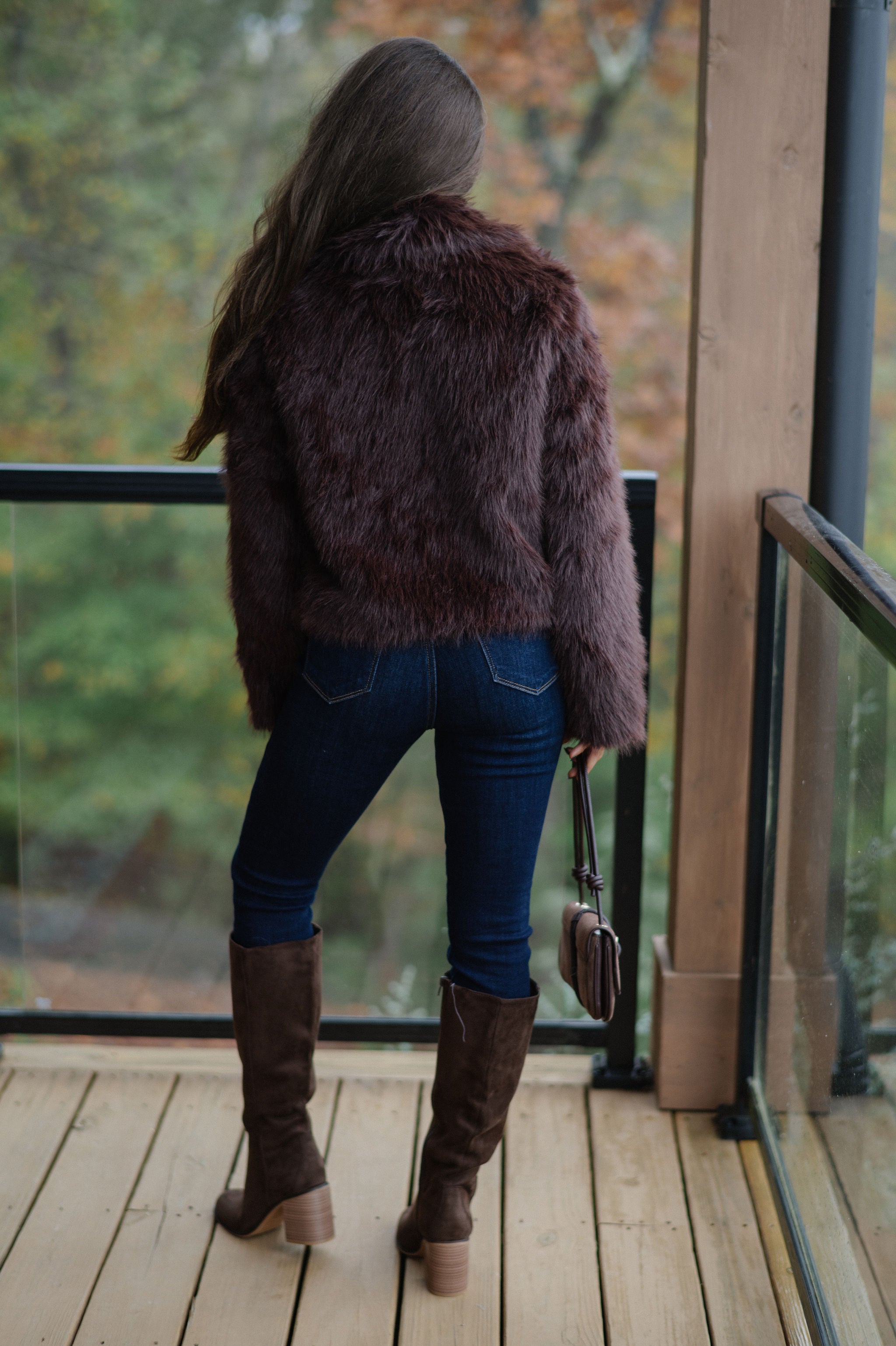 Hosanna Faux Fur Jacket-Brown