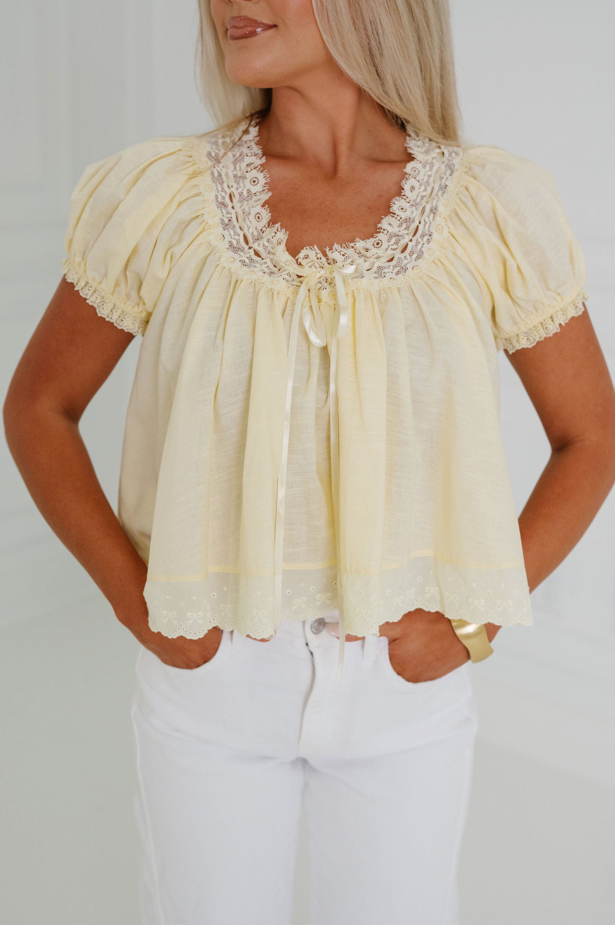 Jessie Lace Top- Yellow