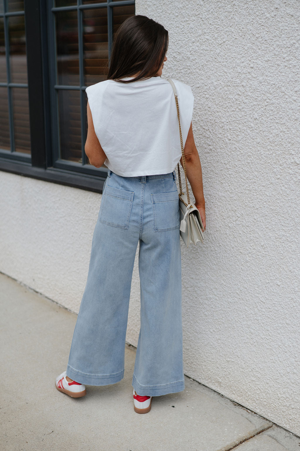 Washed Front Tie Pants-Denim