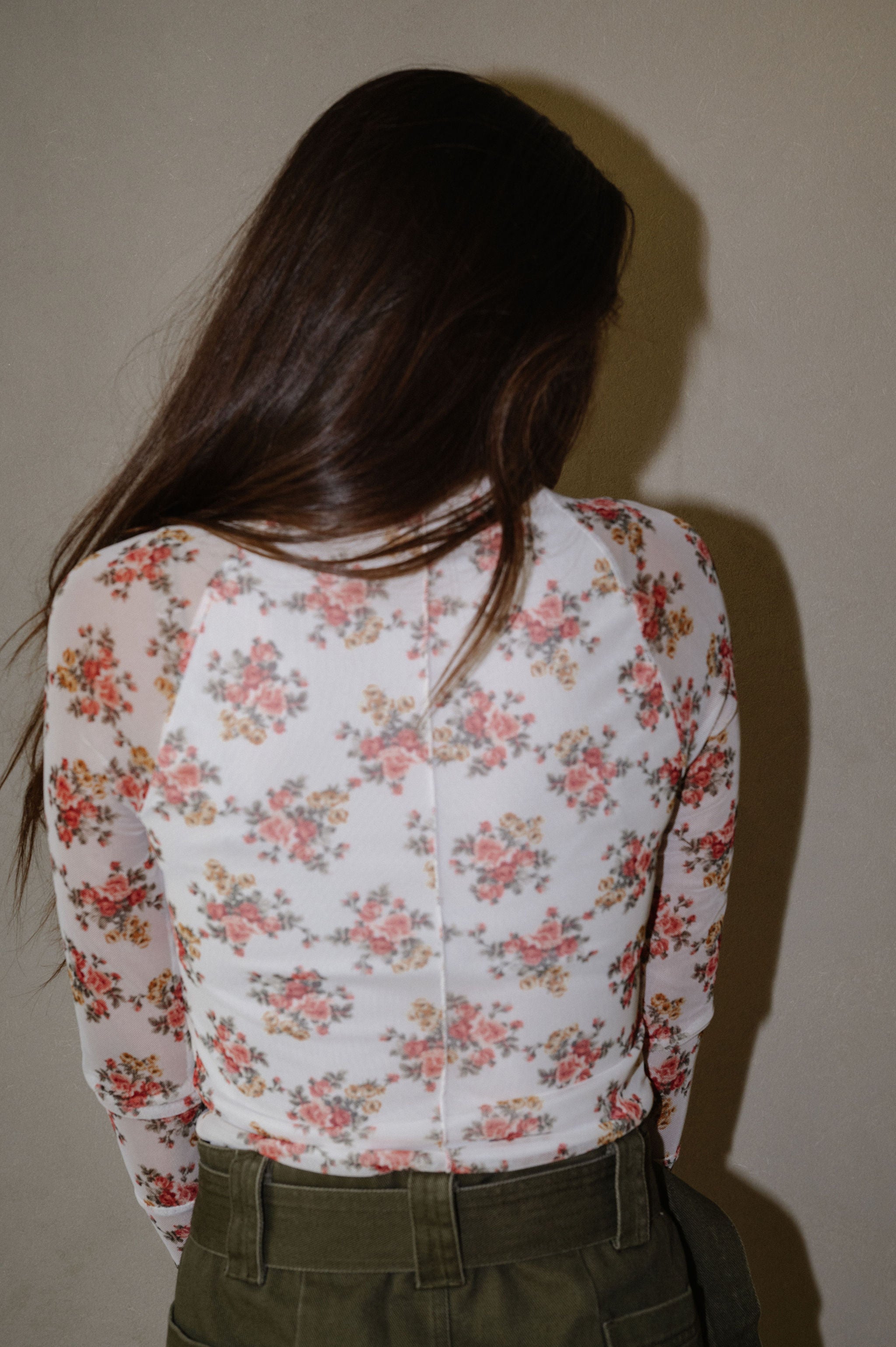 Ivory Floral Mesh Top