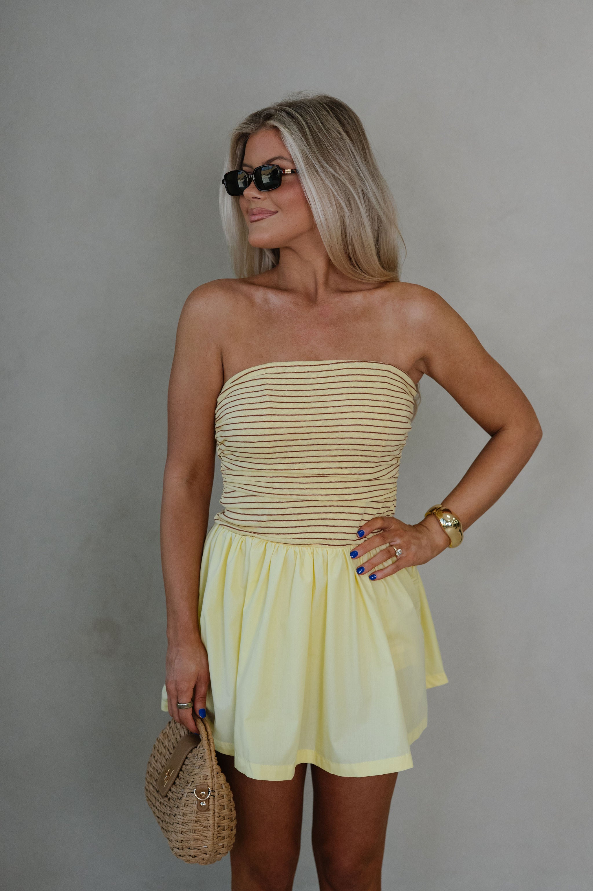 Charleston Mini Dress-Yellow