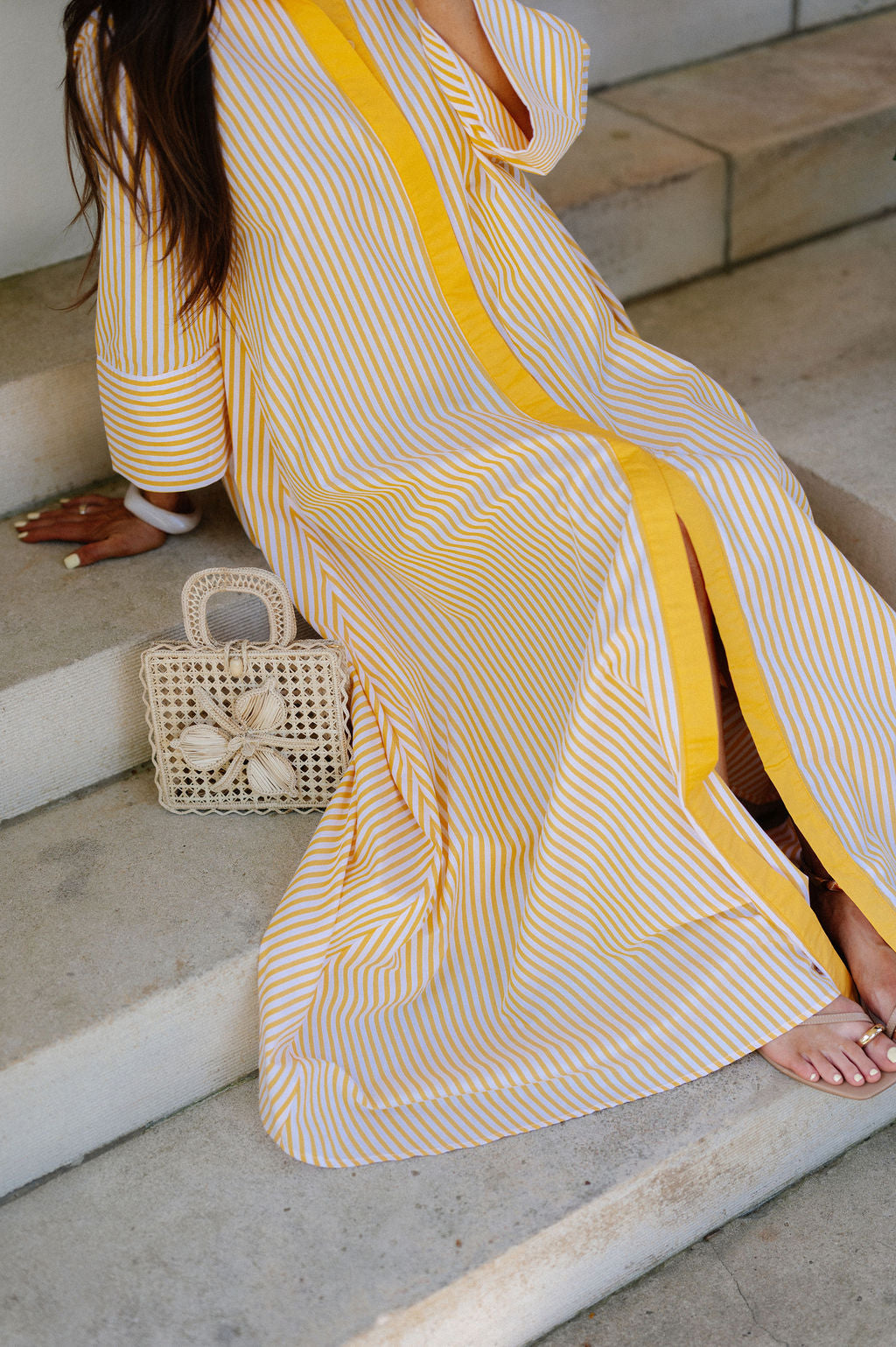 Archer Striped Shirt Dress-Yellow