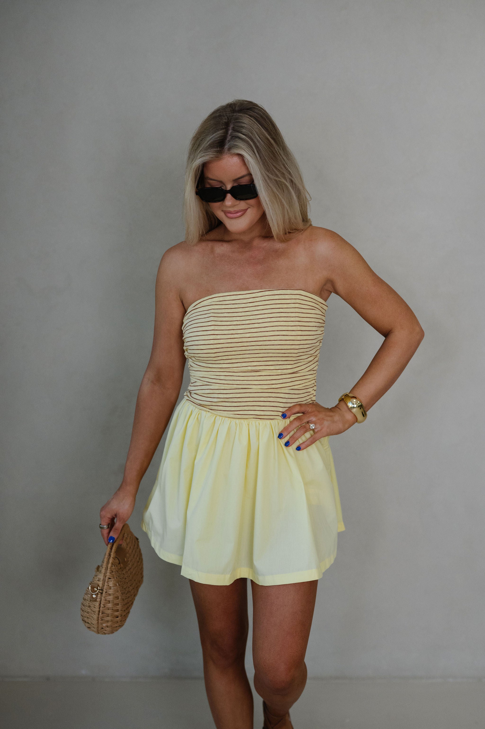 Charleston Mini Dress-Yellow
