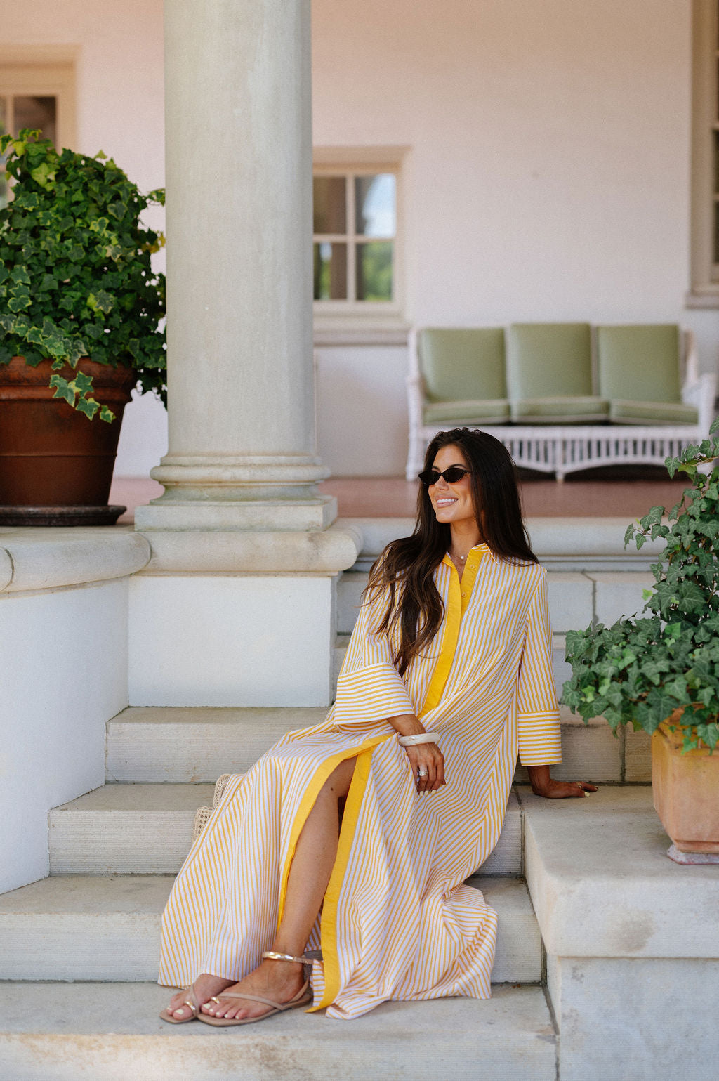 Archer Striped Shirt Dress-Yellow