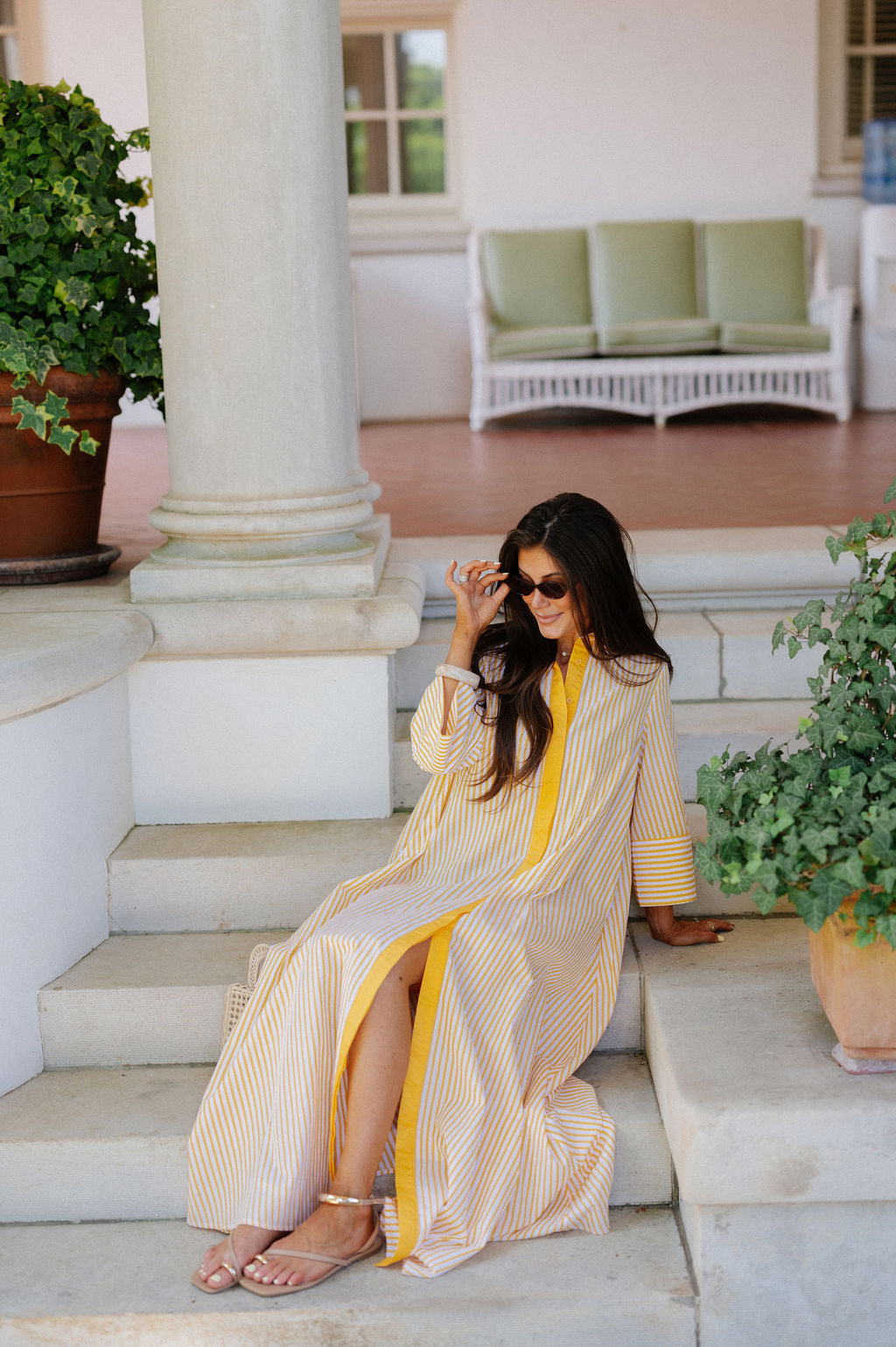 Archer Striped Shirt Dress-Yellow