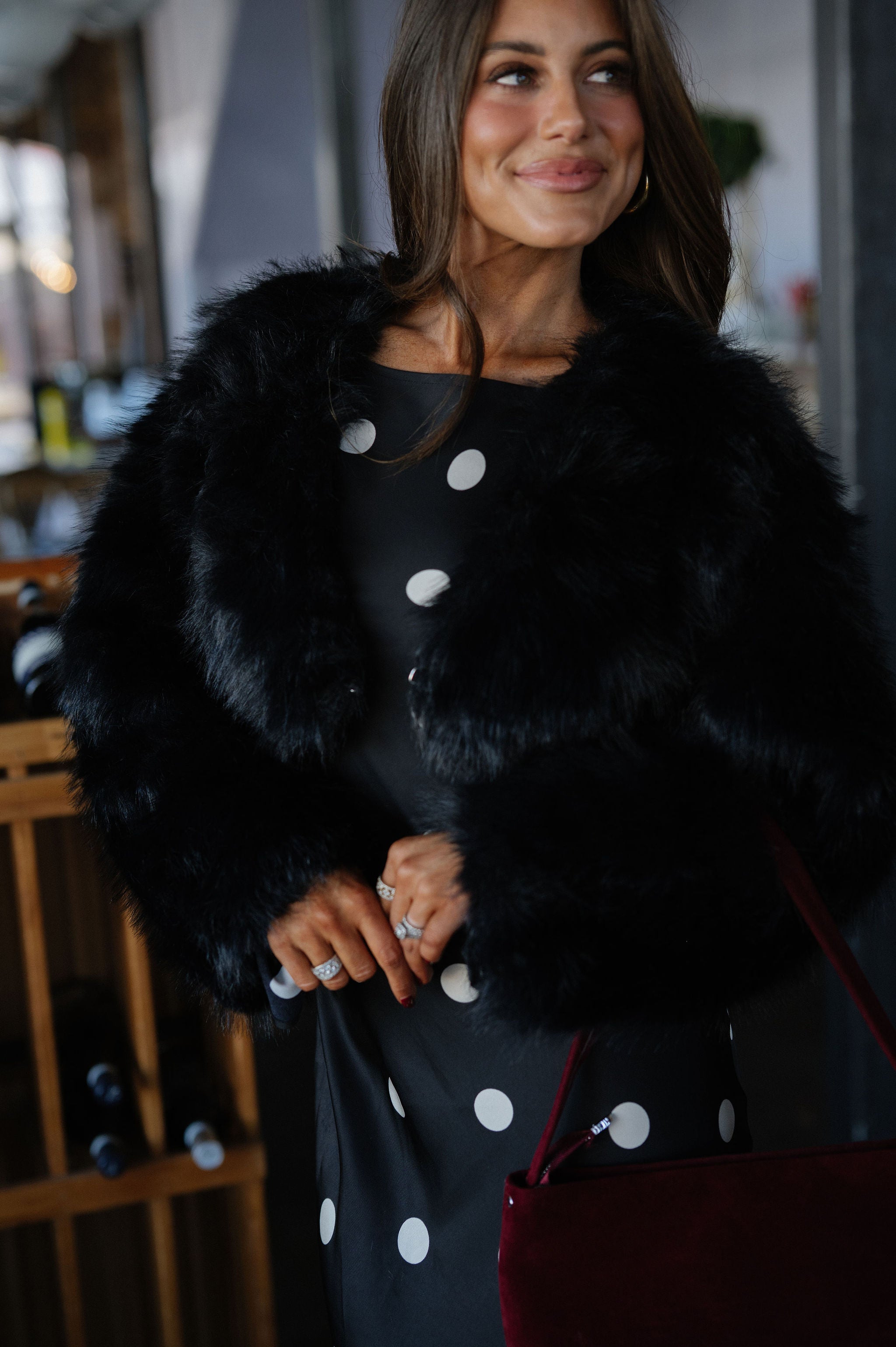 Sophia Faux Fur Jacket-Black