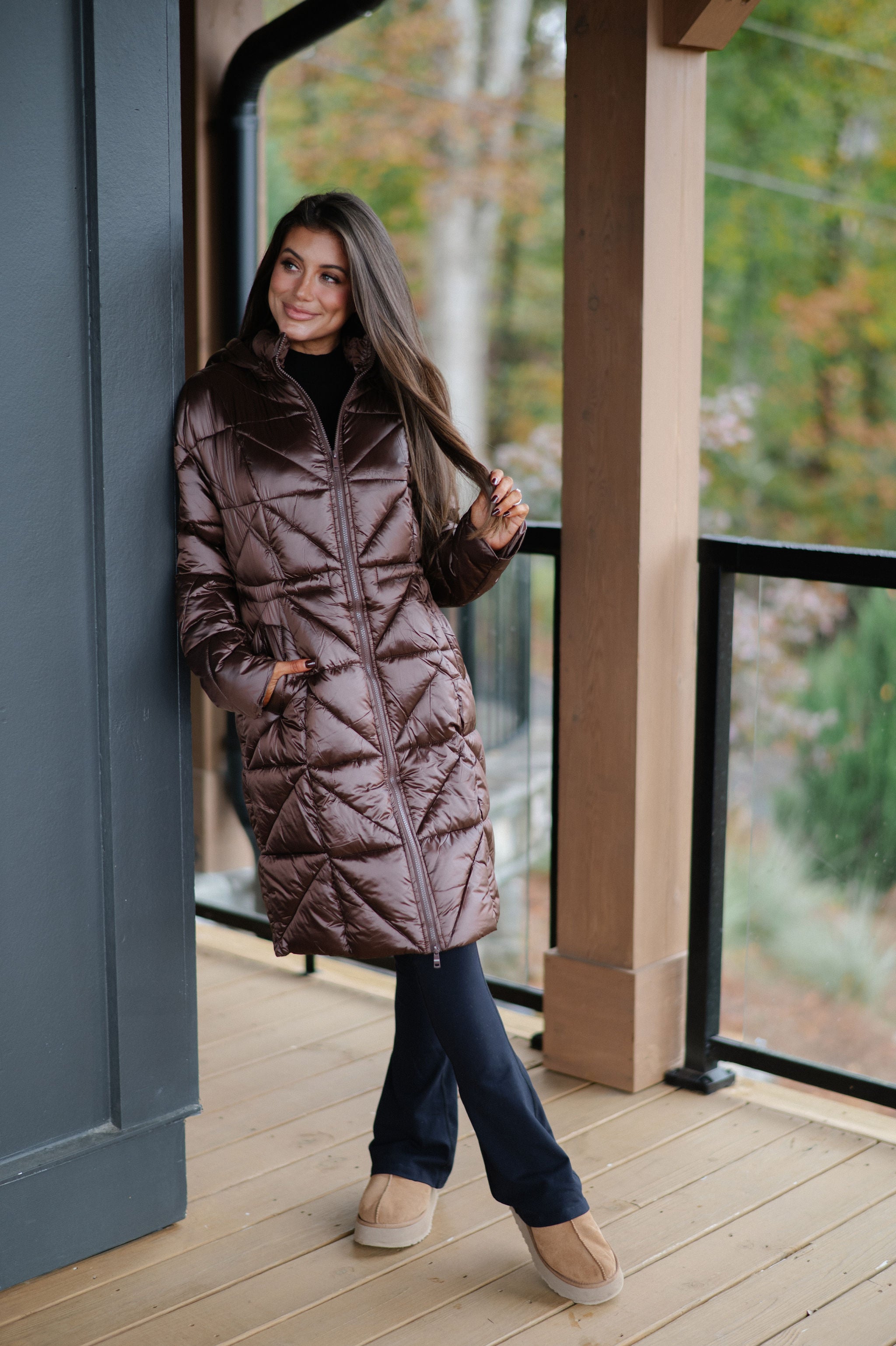 Eclipse Puffer Coat-Brown