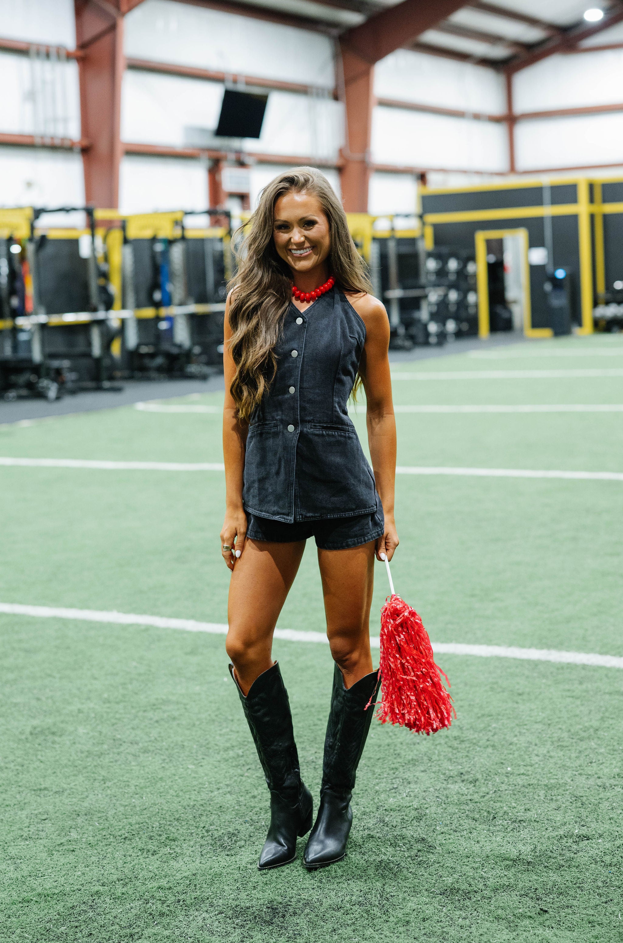 Callie Romper-Black Denim