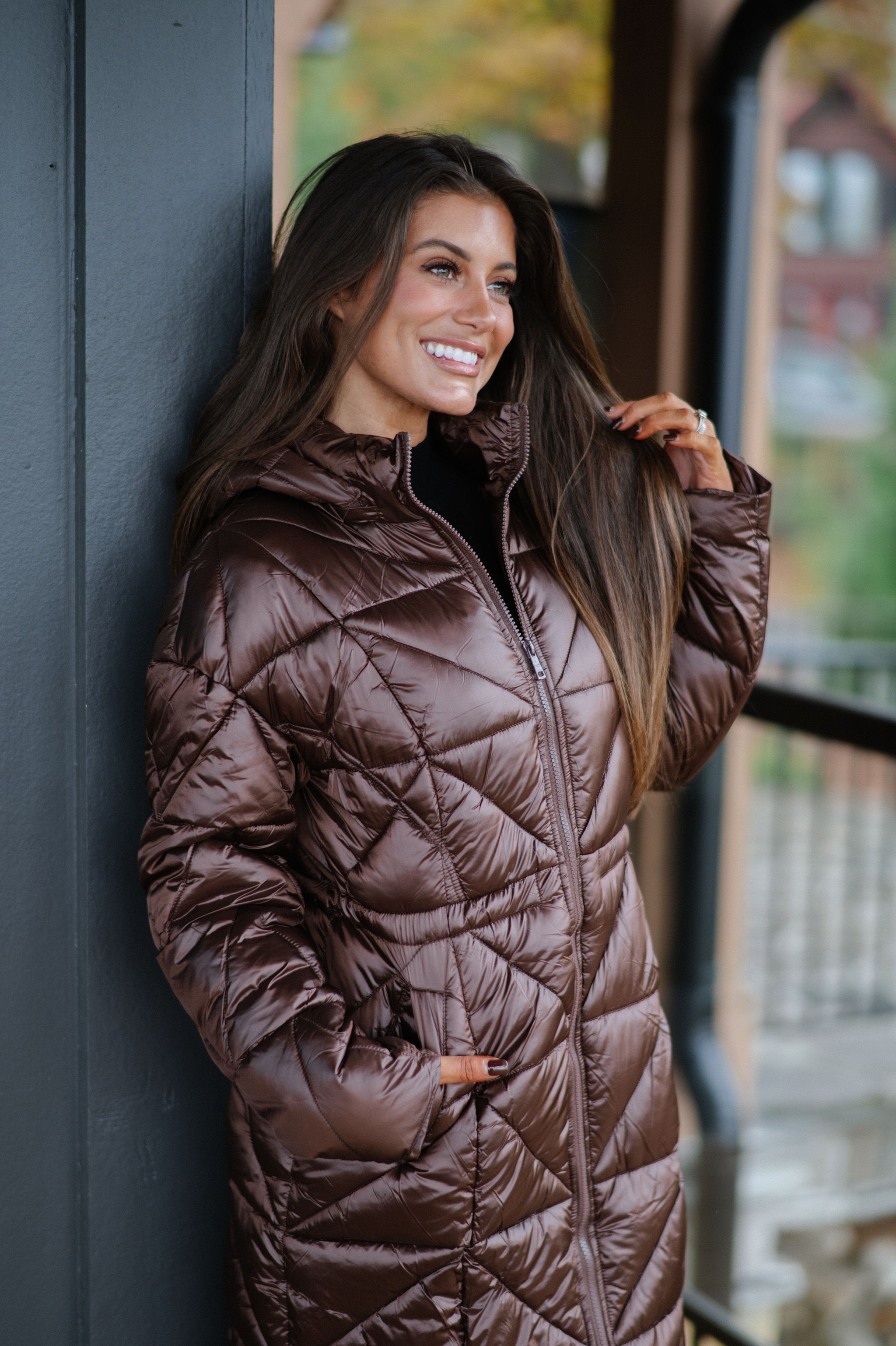 Eclipse Puffer Coat-Brown