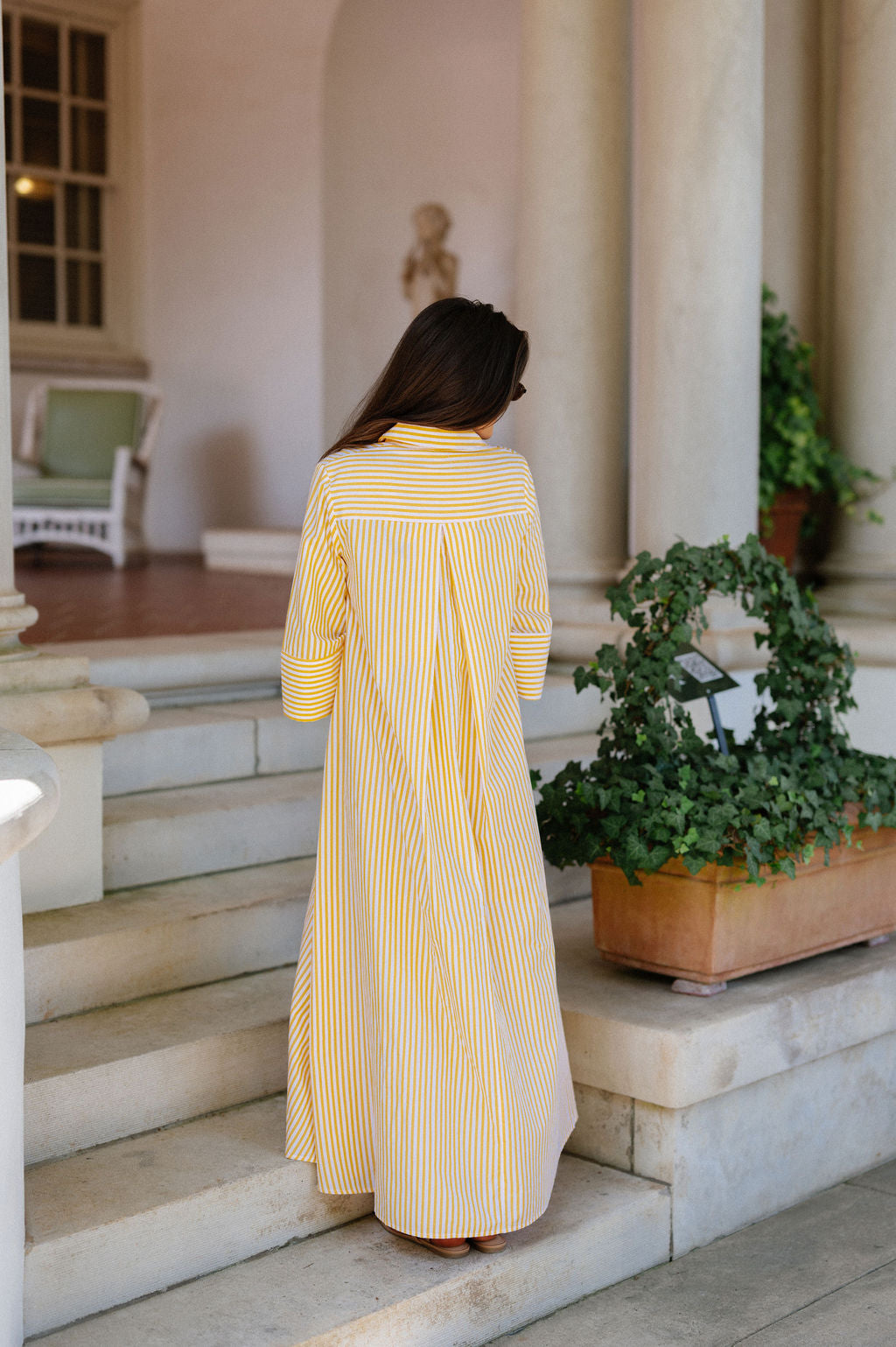 Archer Striped Shirt Dress-Yellow