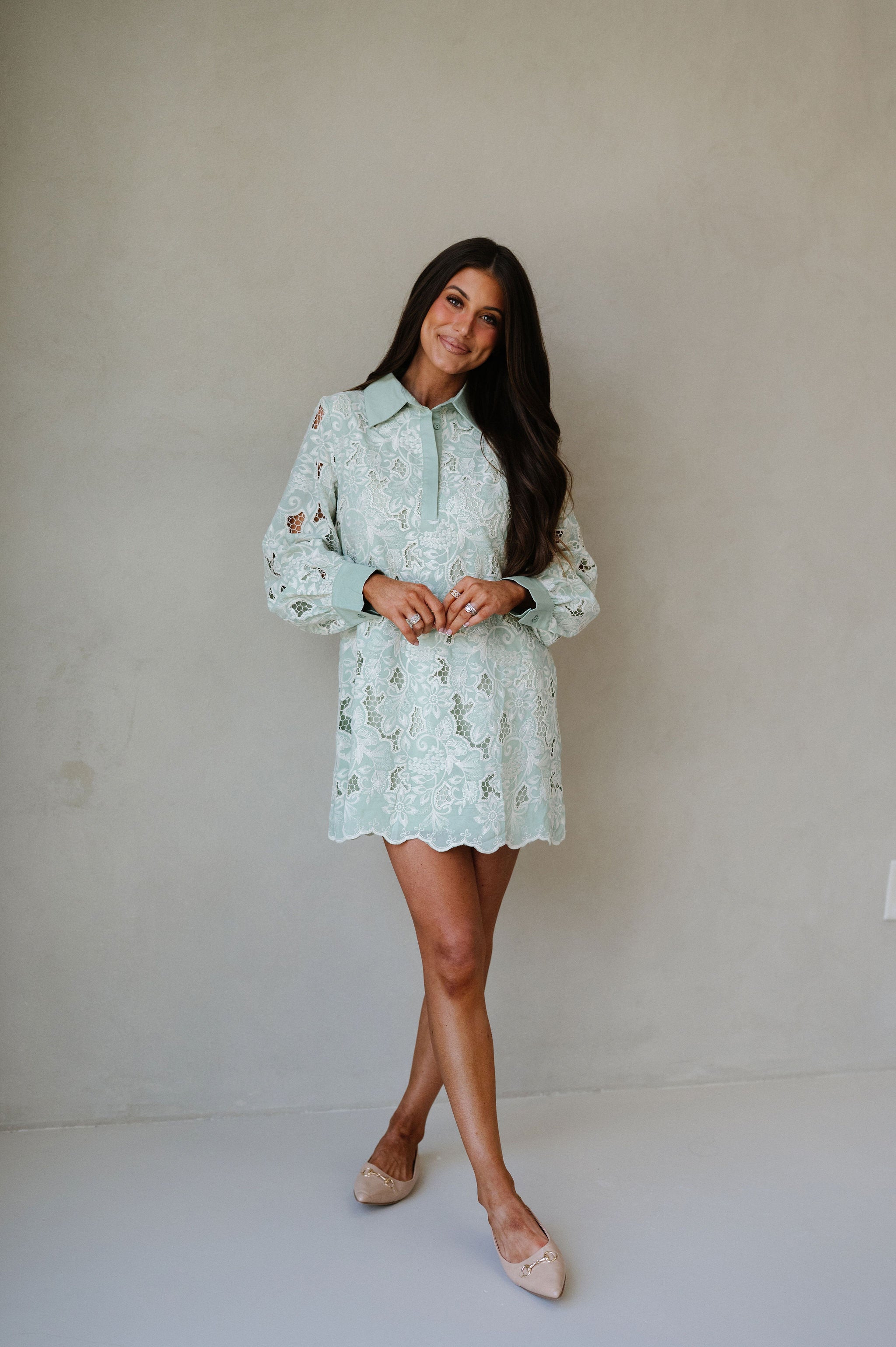 Classy Embroidered Eyelet Mini Dress