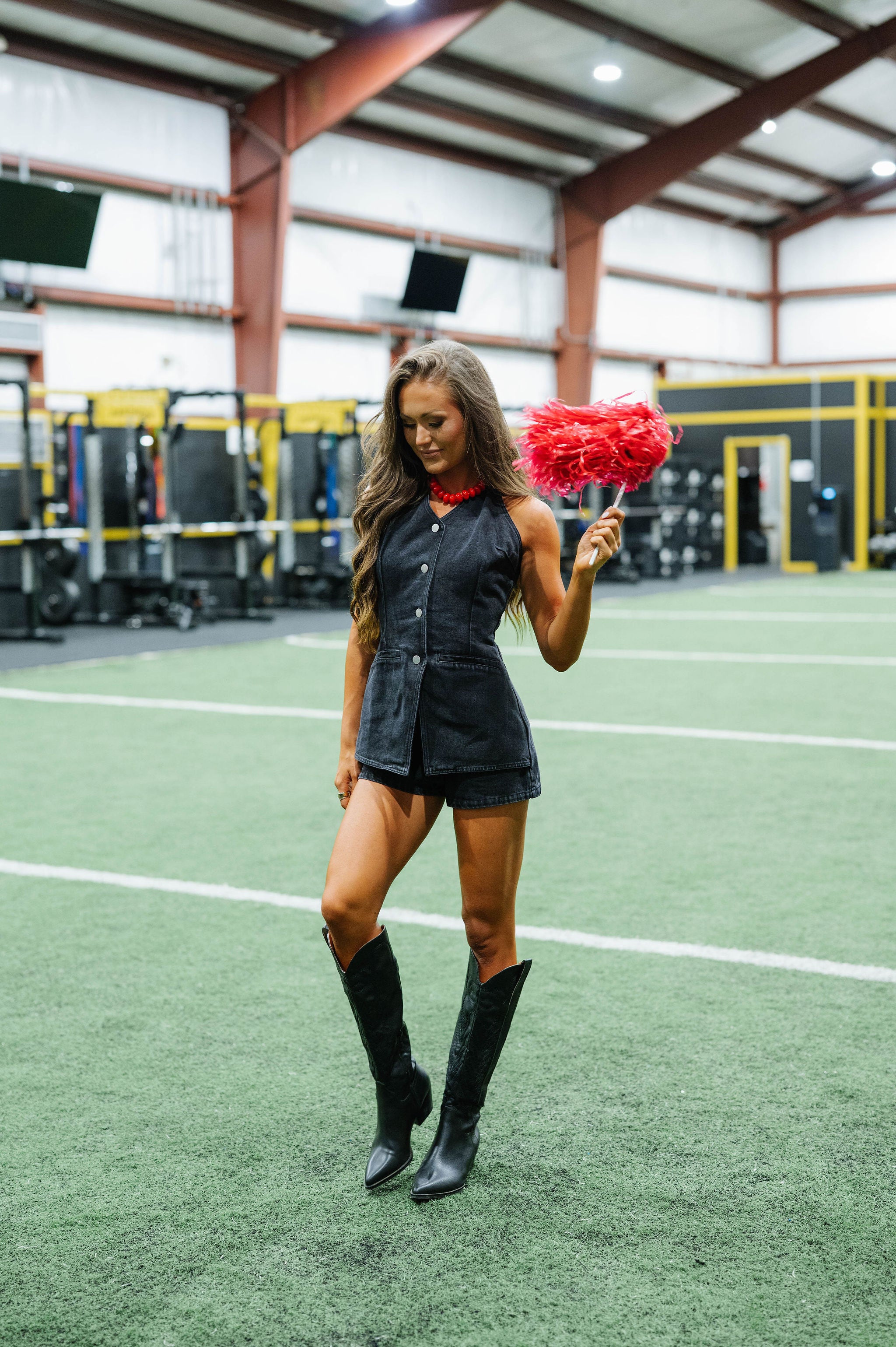 Callie Romper-Black Denim