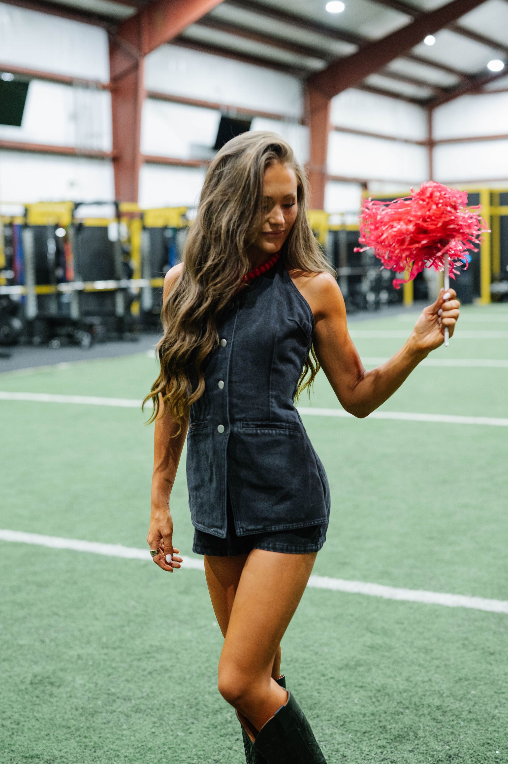 Callie Romper-Black Denim