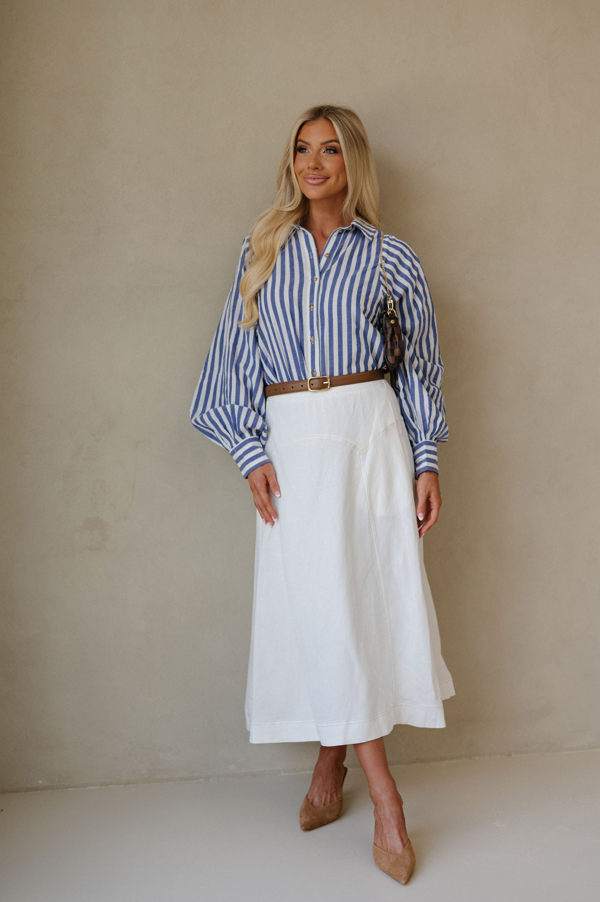 Lindy Button Down-Blue/White