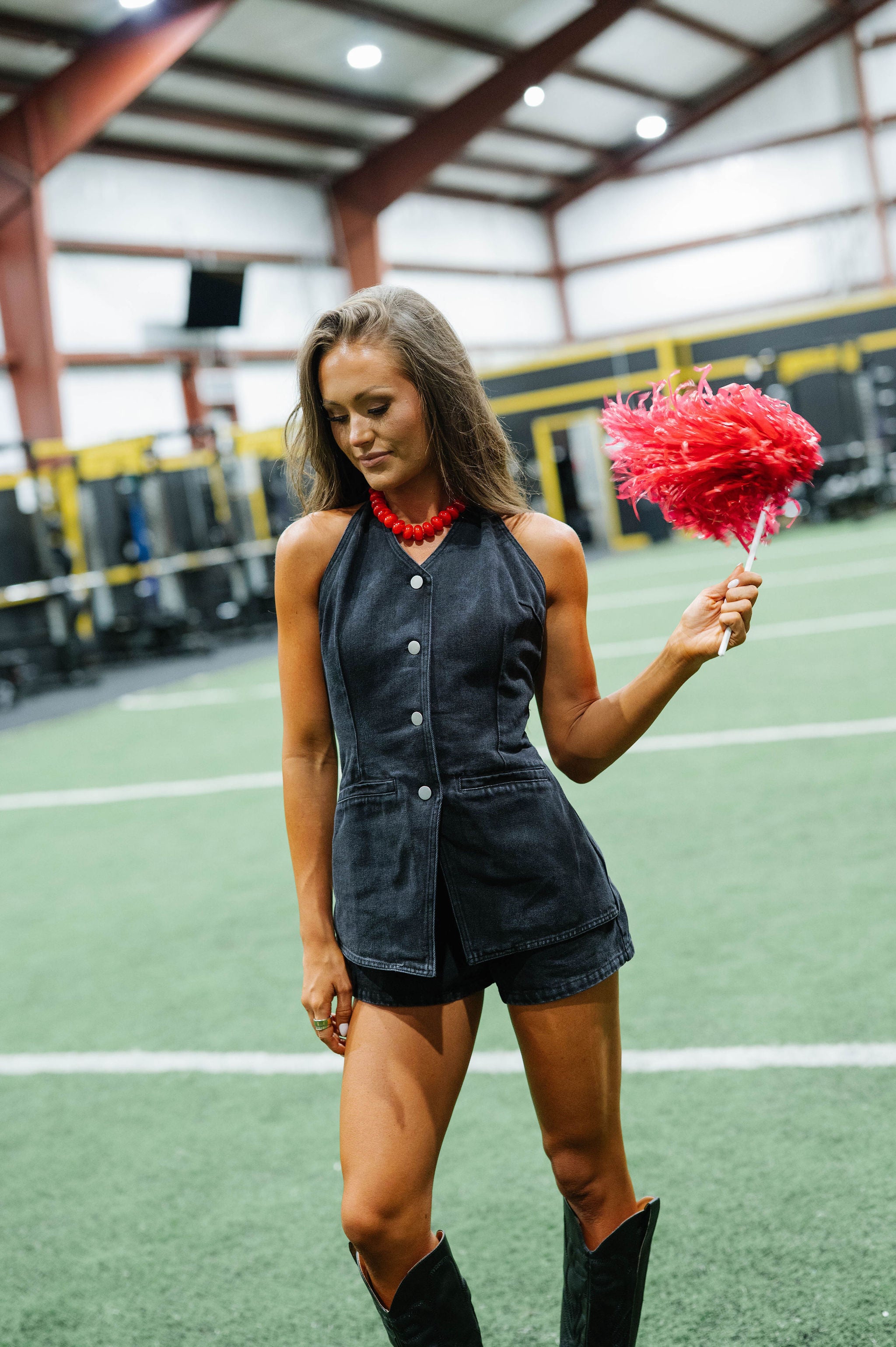 Callie Romper-Black Denim