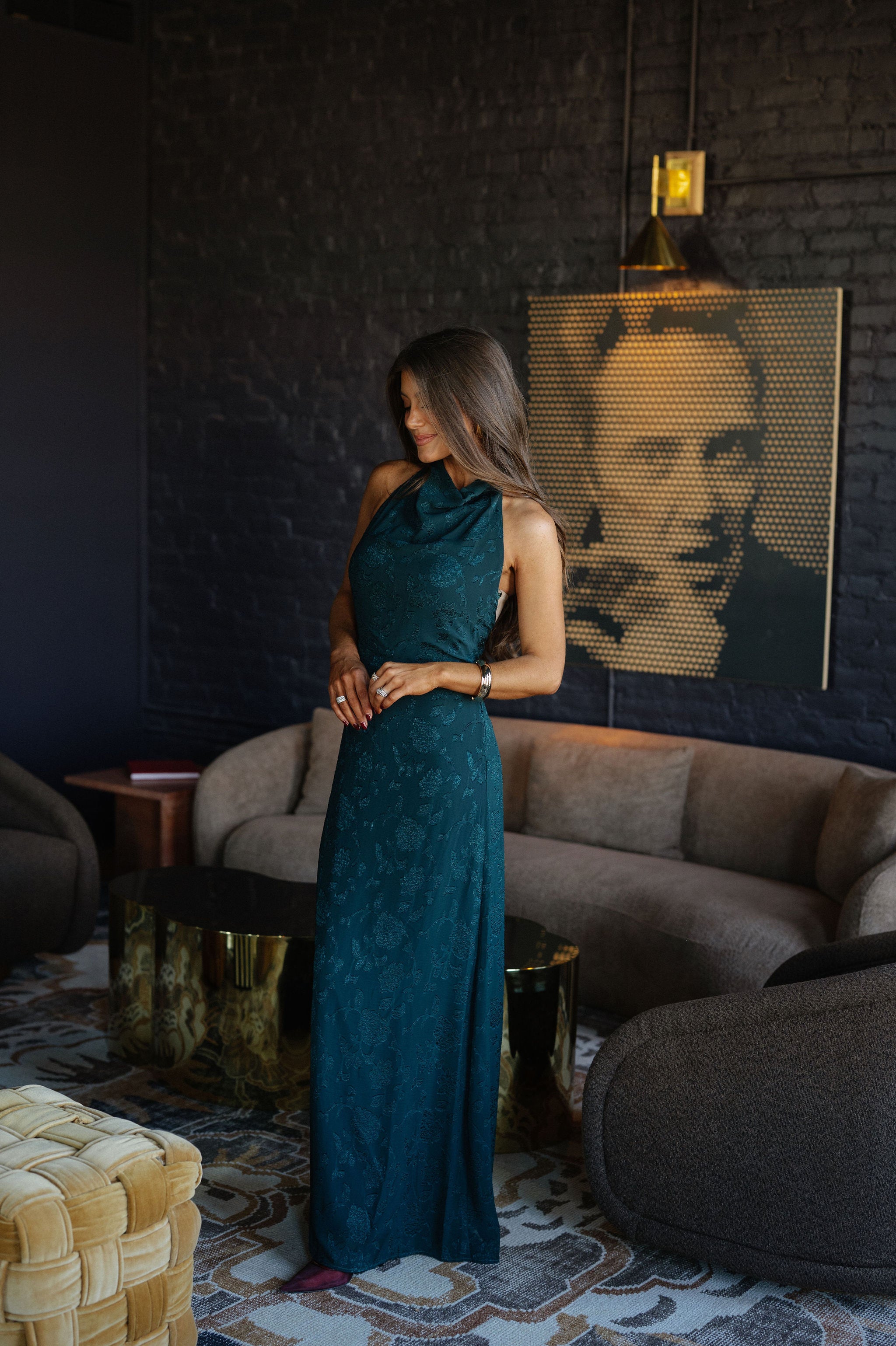 Haley Halter Maxi Dress-Hunter Green