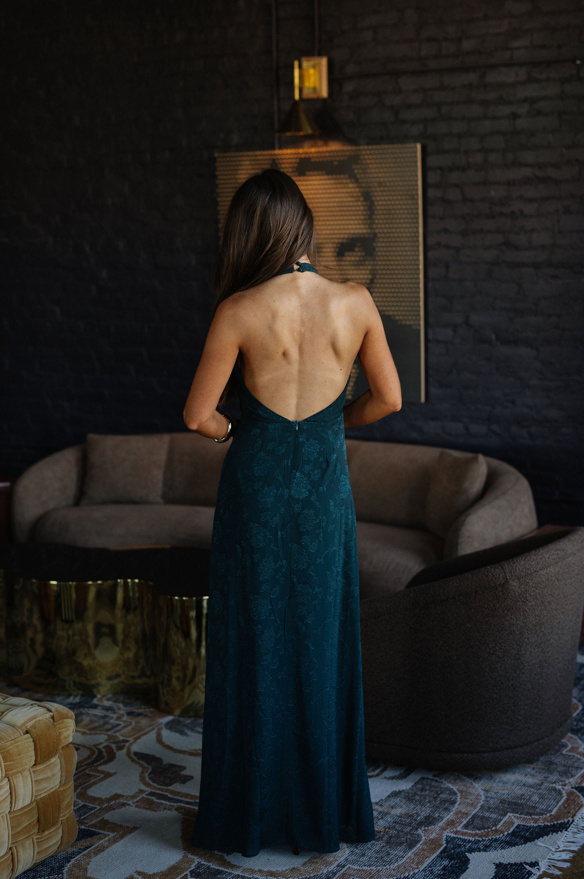 Haley Halter Maxi Dress-Hunter Green