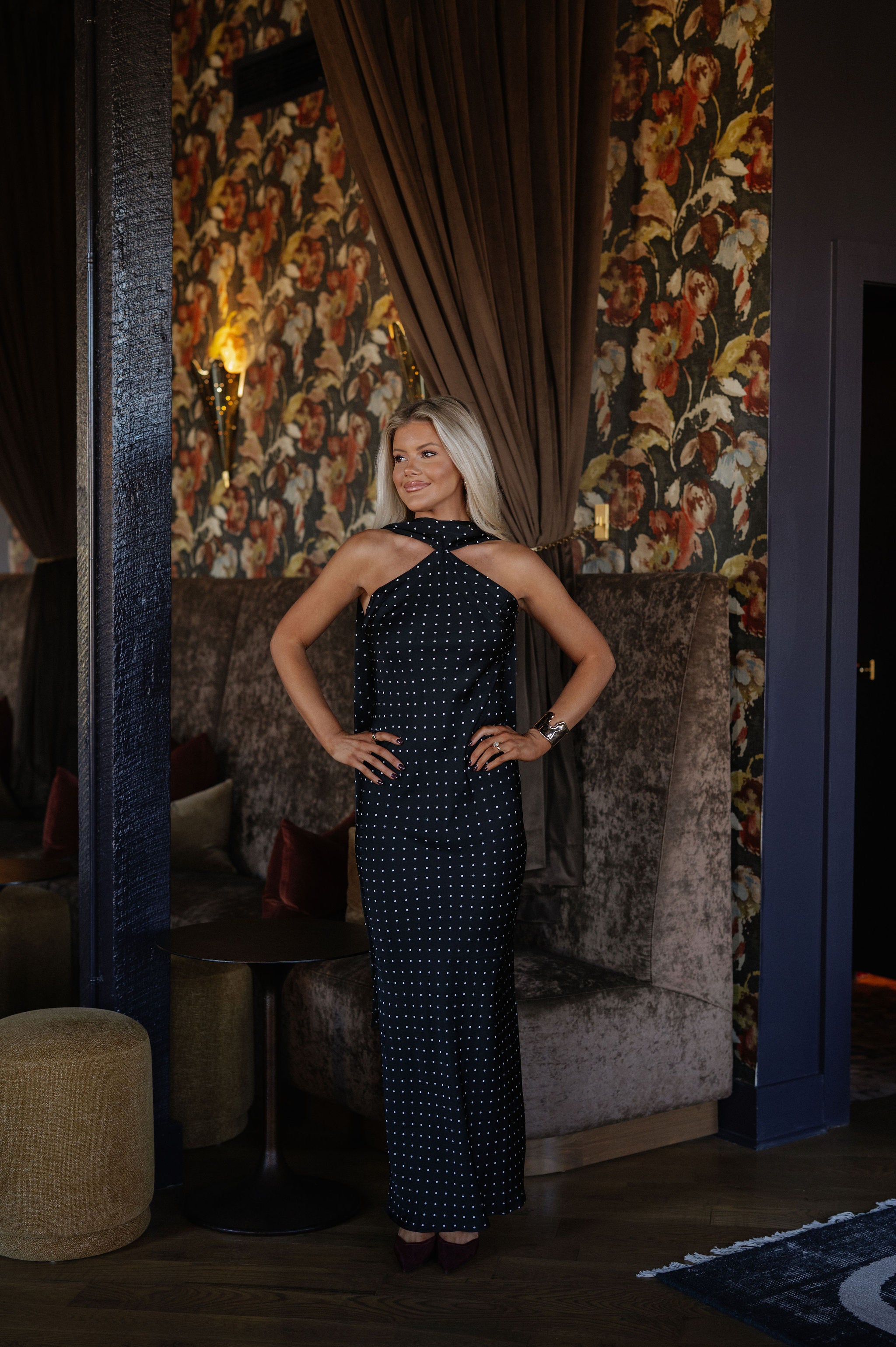 Oakley Polka Dot Maxi Dress-Black