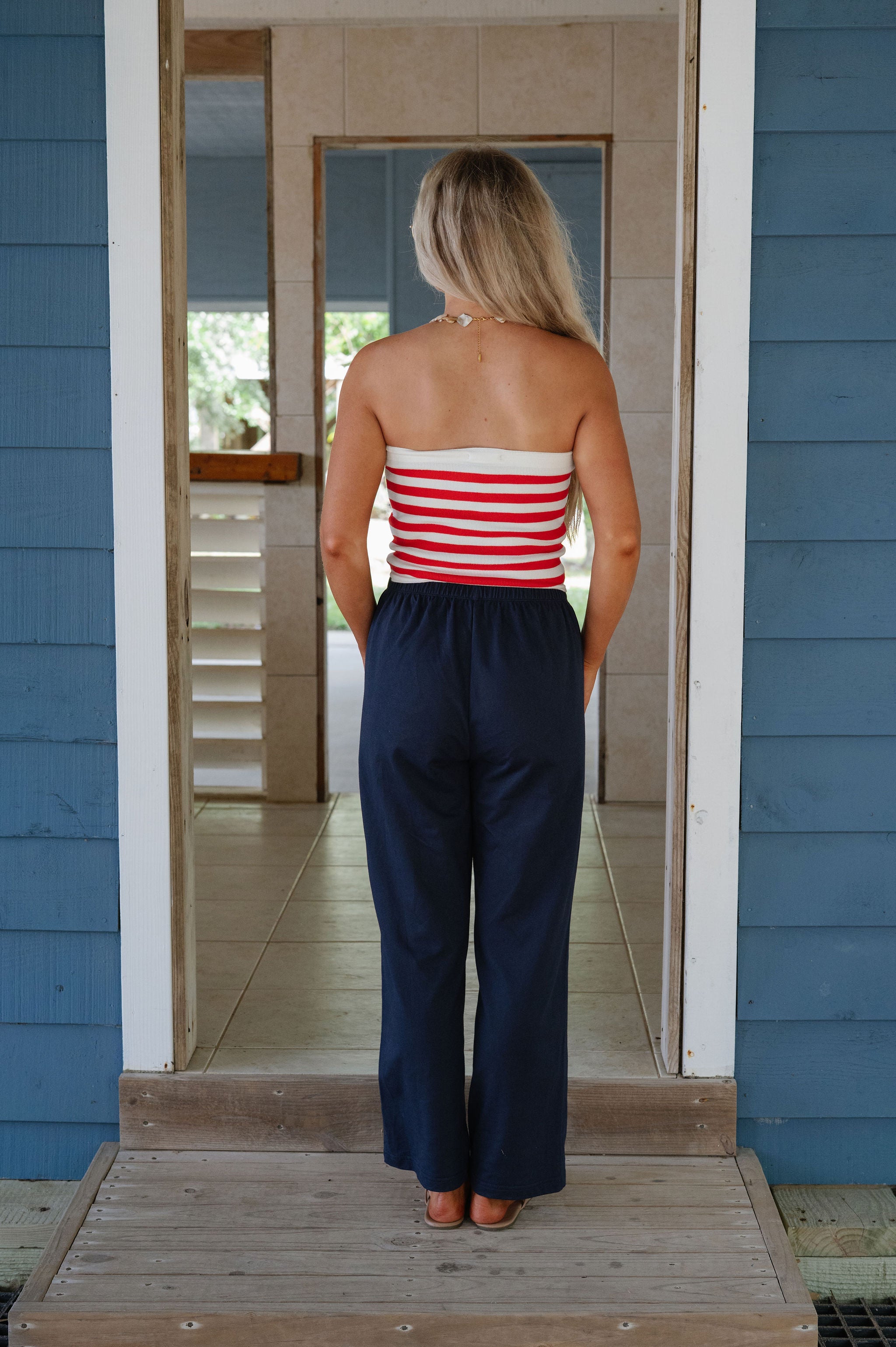 Electric Striped Tube Top- Red/Ivory