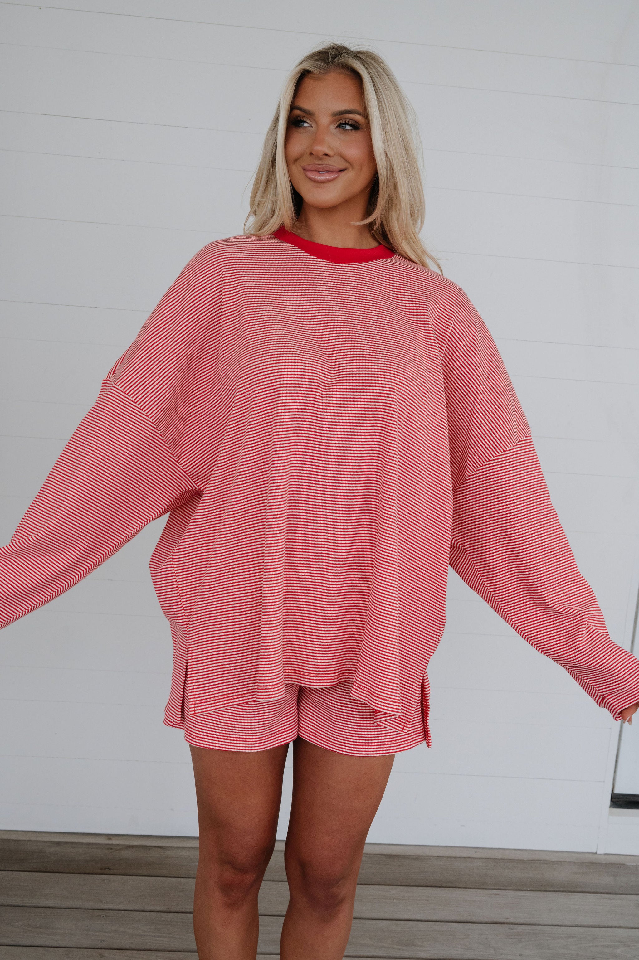 Kinsy Striped Top-Red