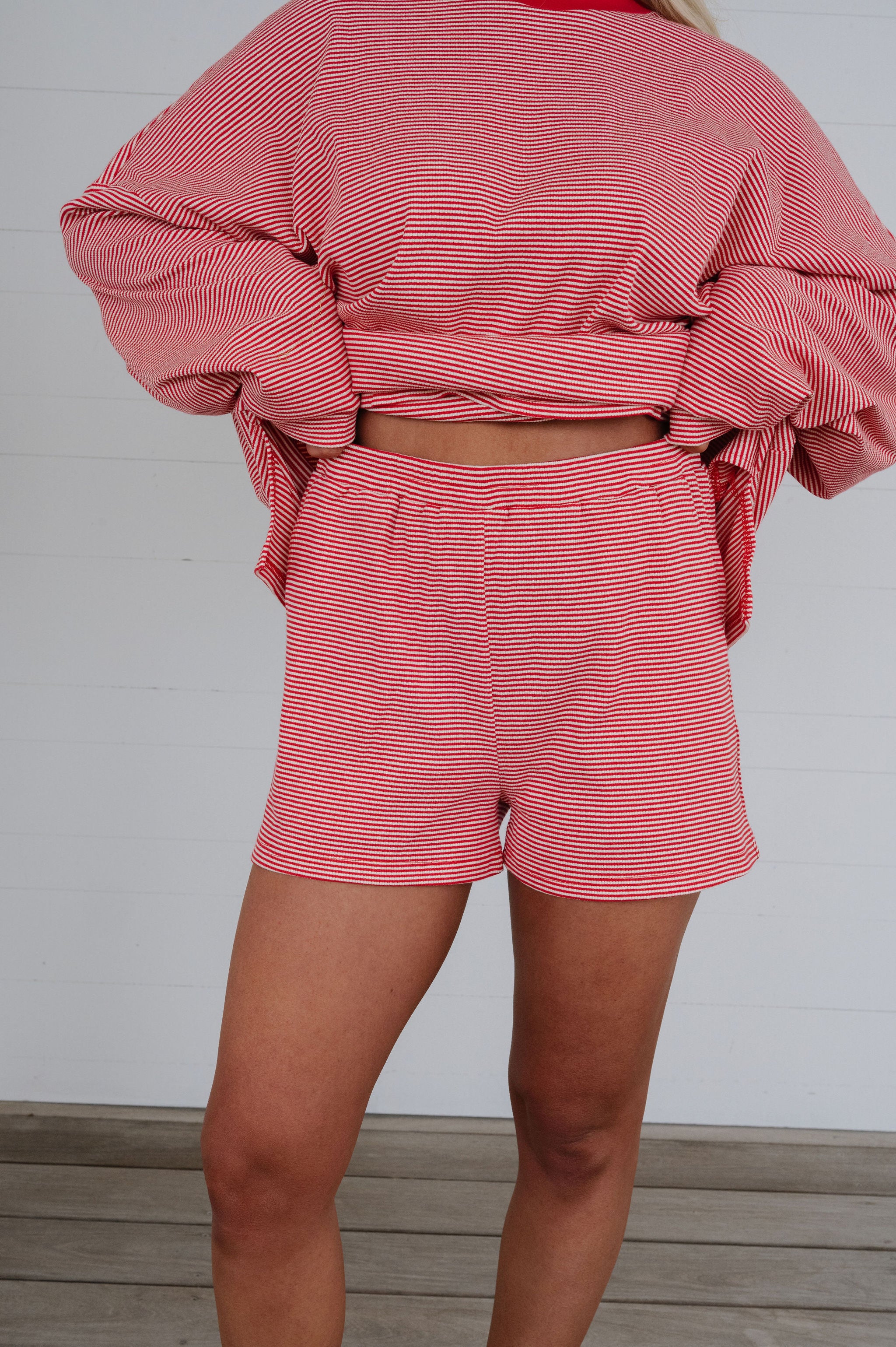 Arrington Striped Shorts-Red