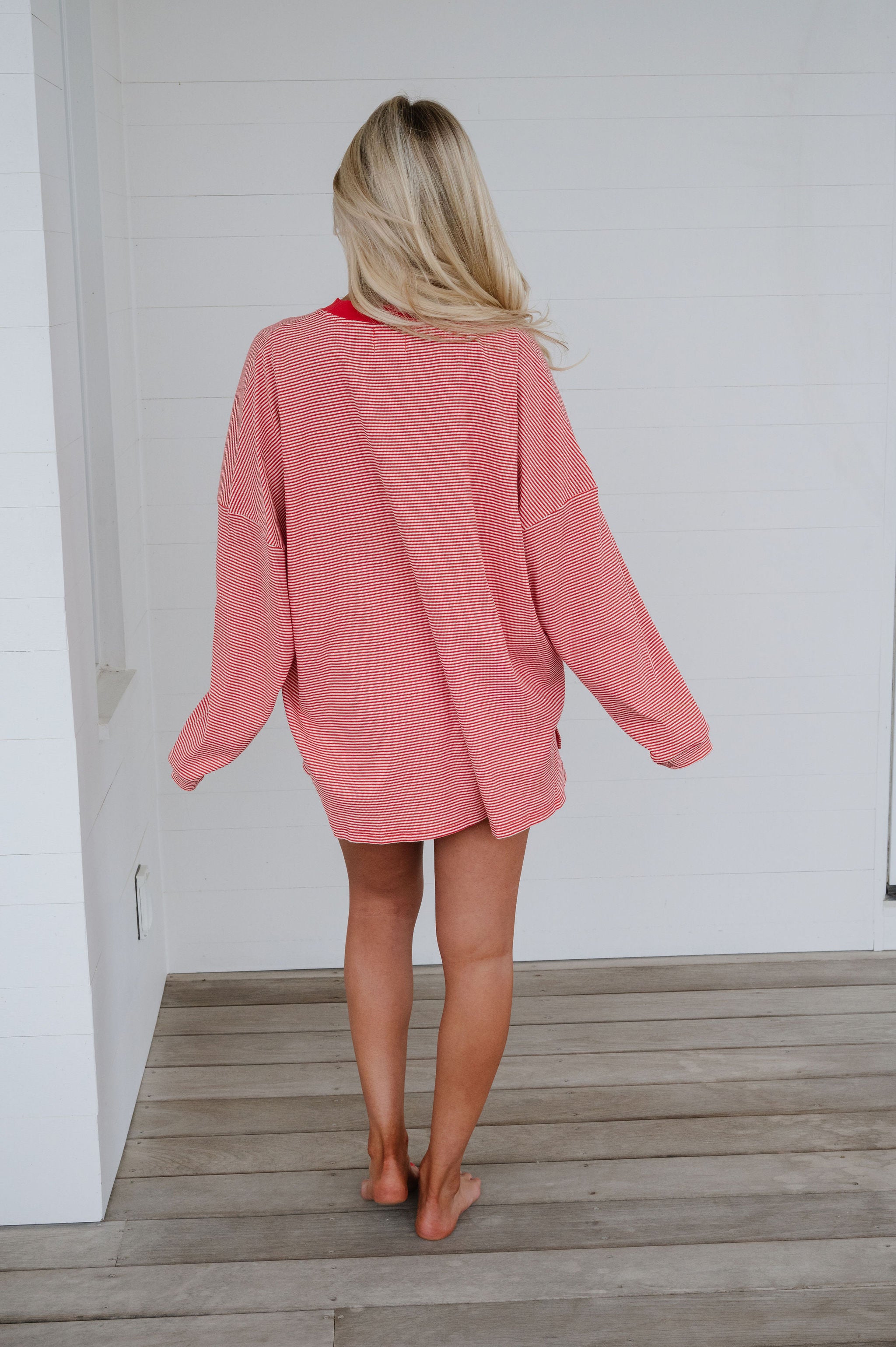 Kinsy Striped Top-Red