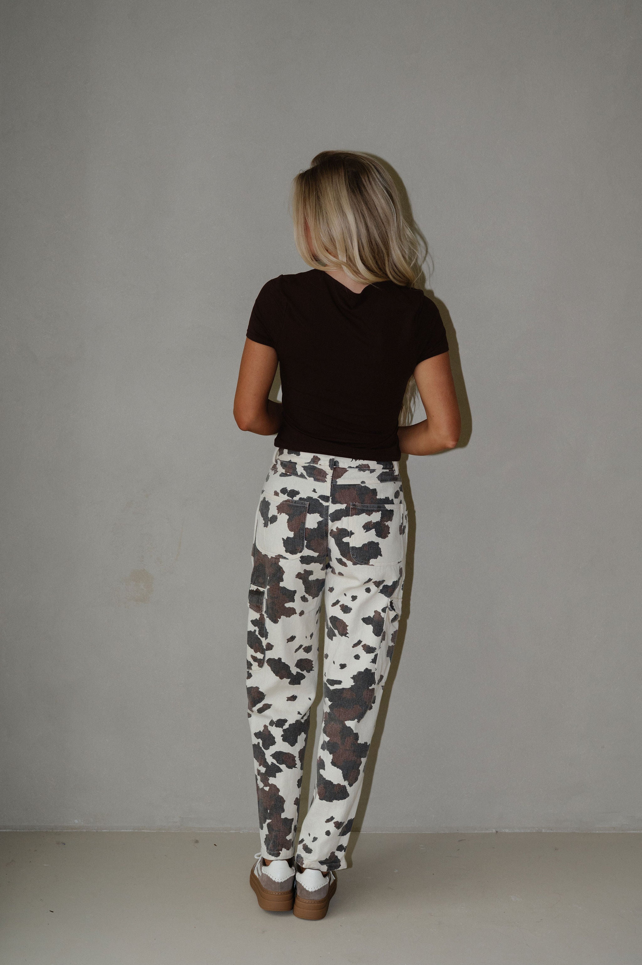 Cow Print Straight Leg Cargos