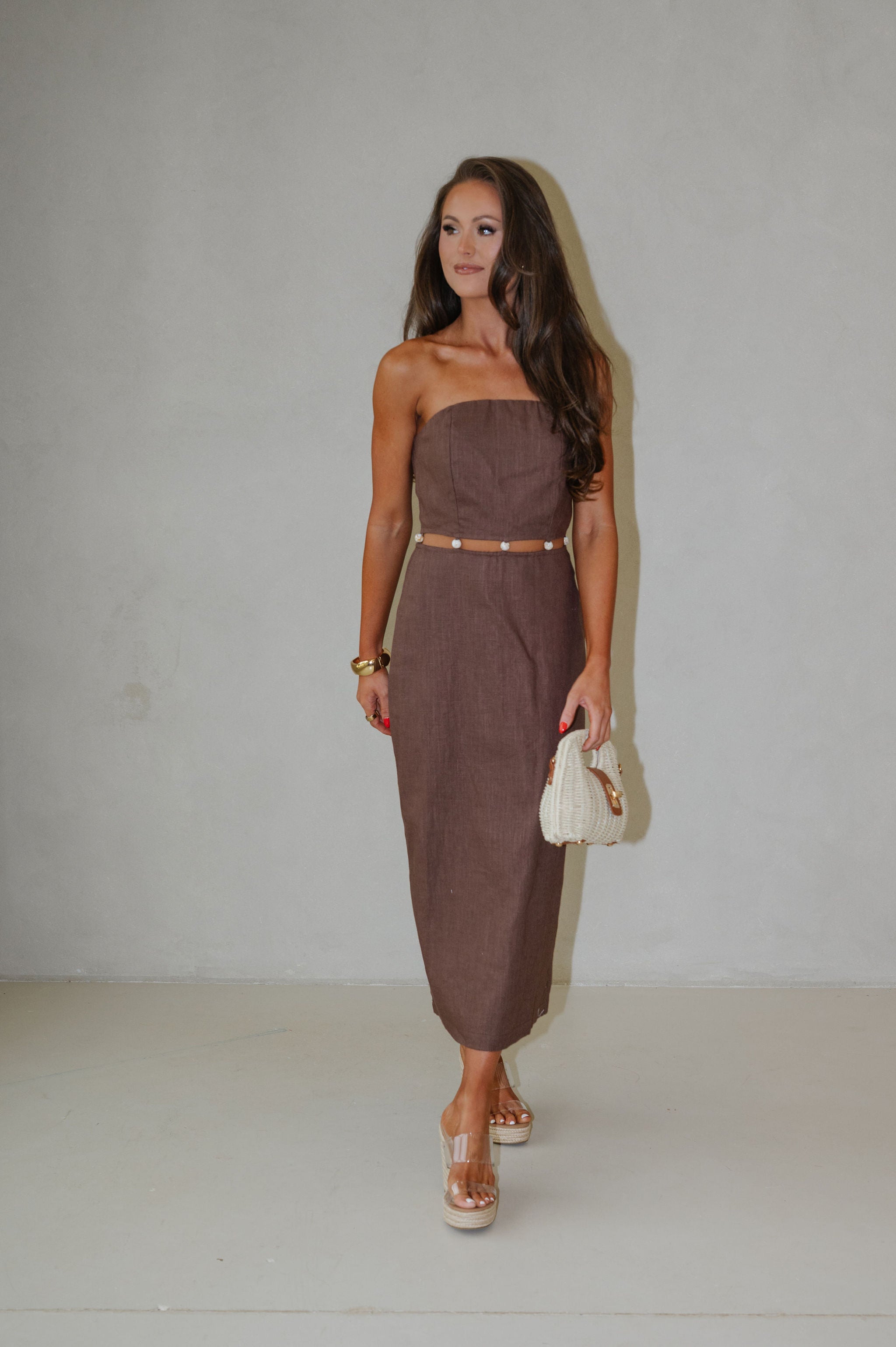 Carter Midi Dress-Brown