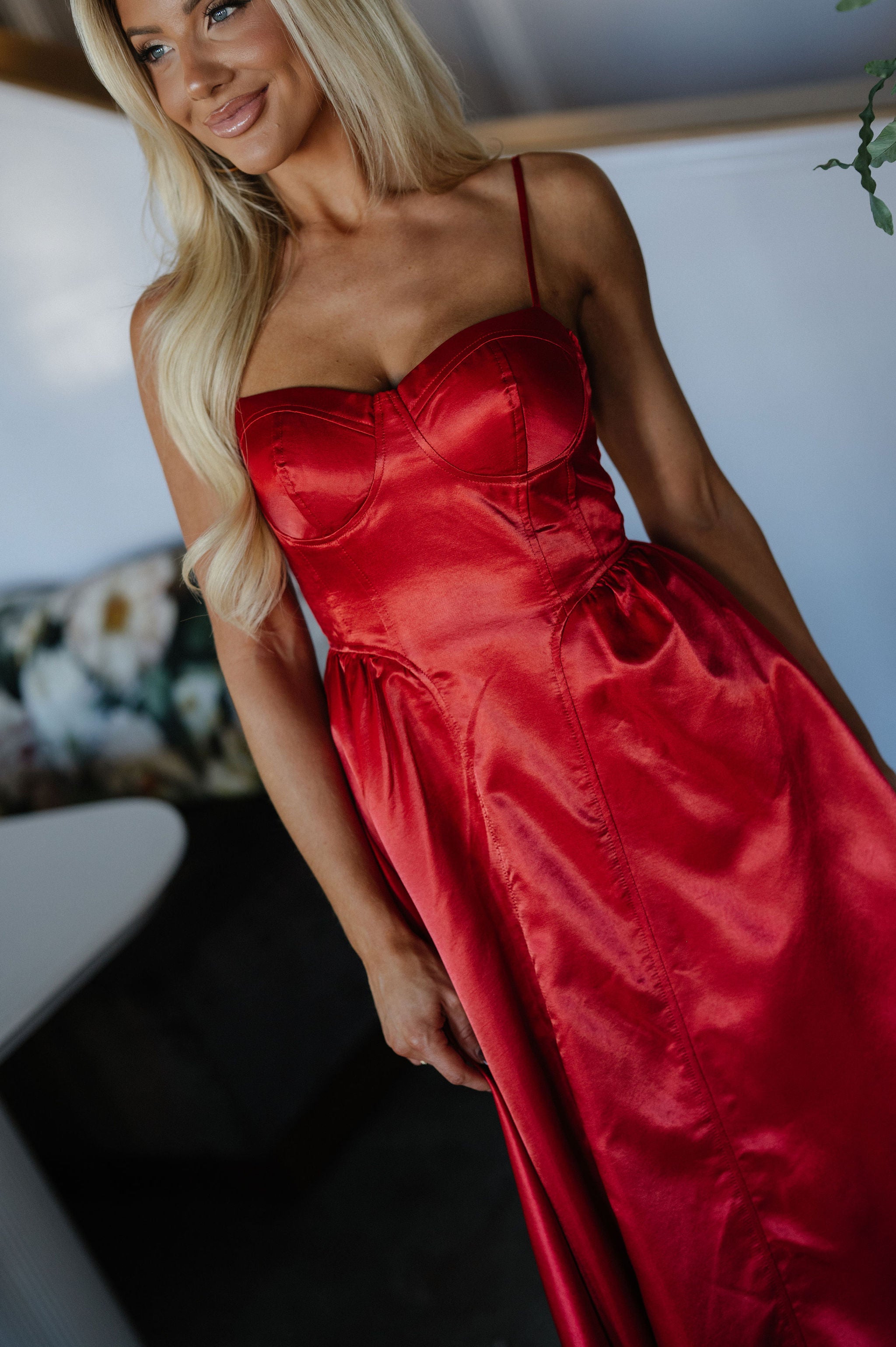 Jingle Bell Midi Dress-Red