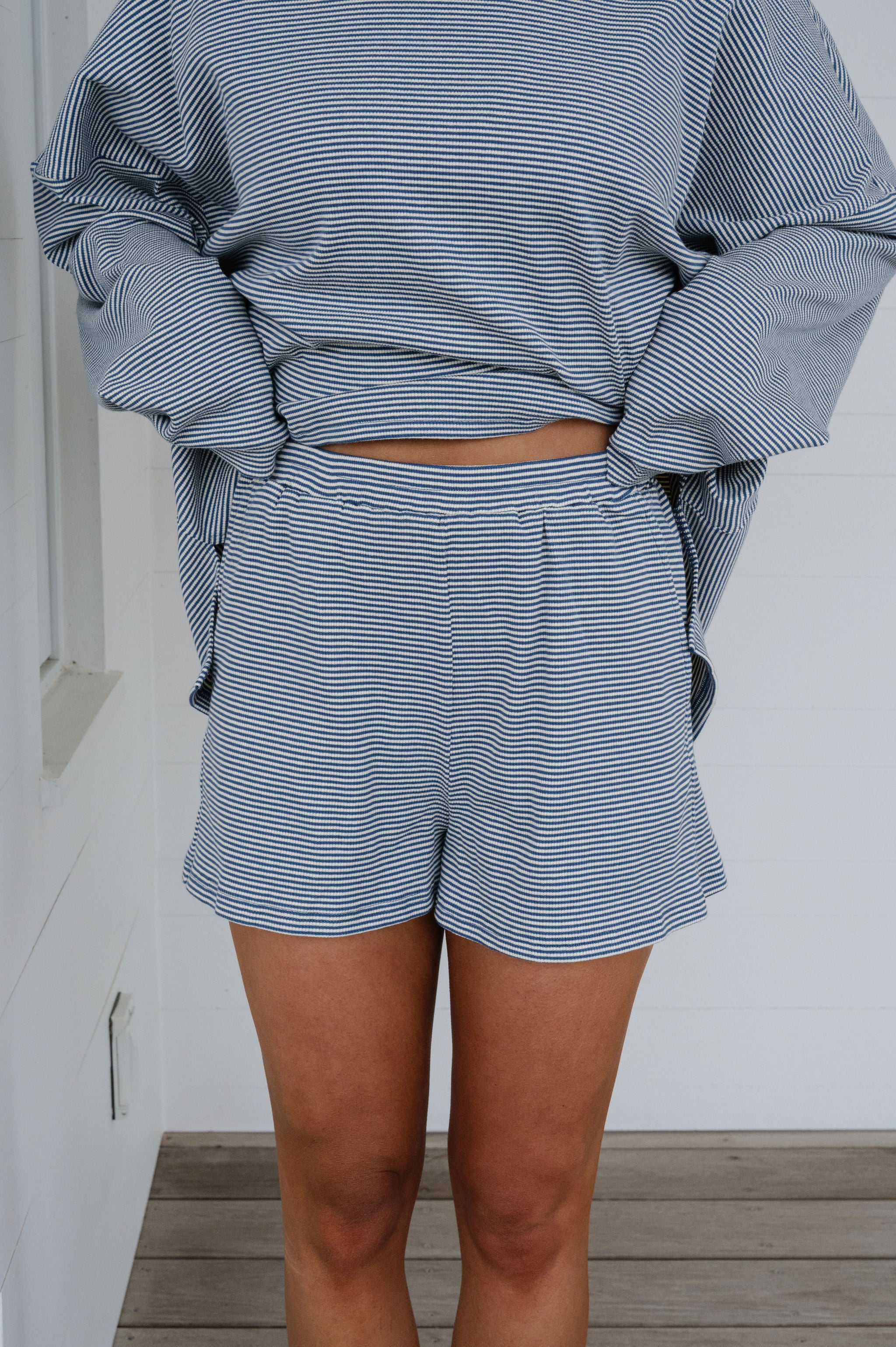 Arrington Striped Shorts-Blue