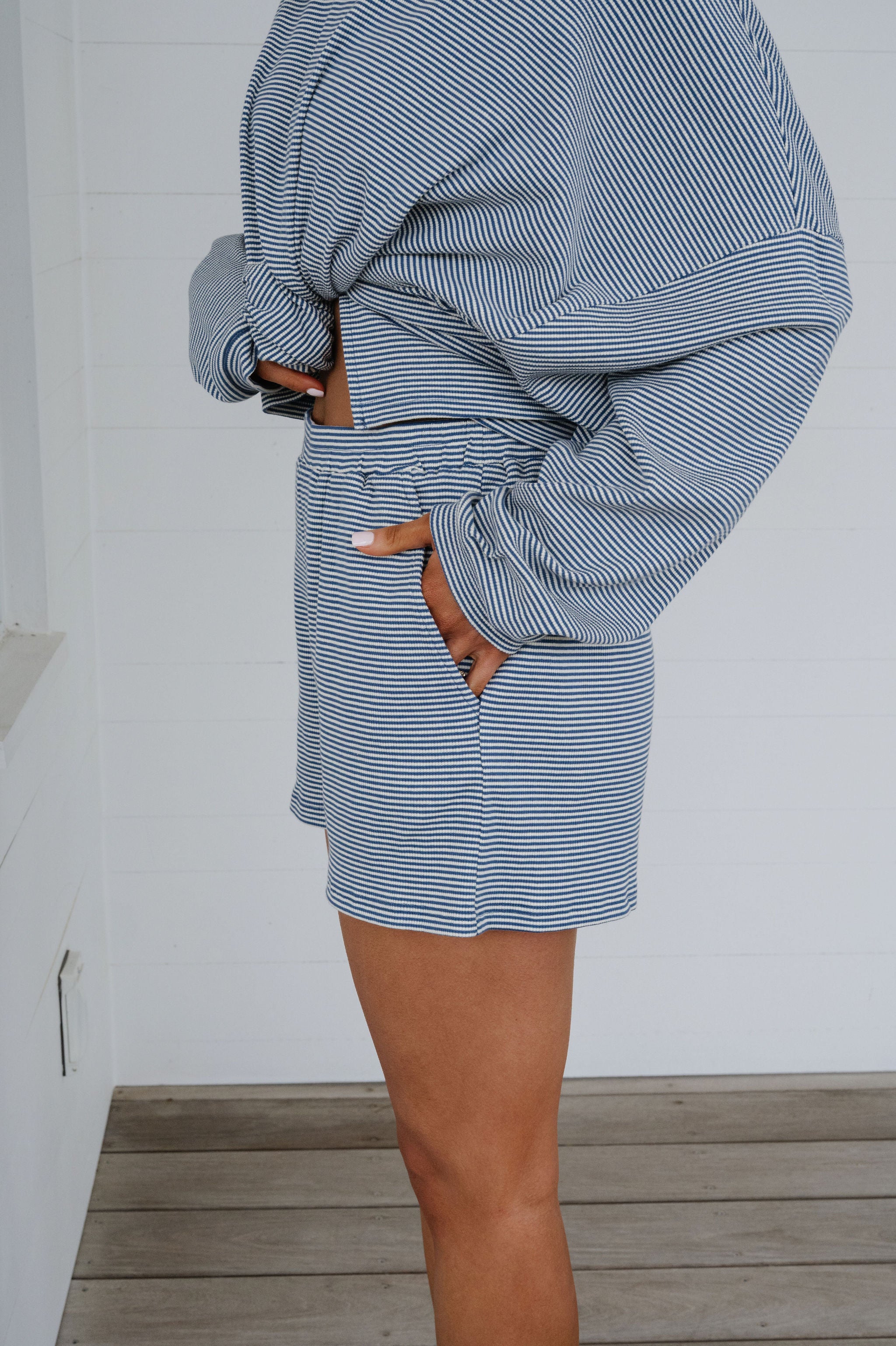 Arrington Striped Shorts-Blue