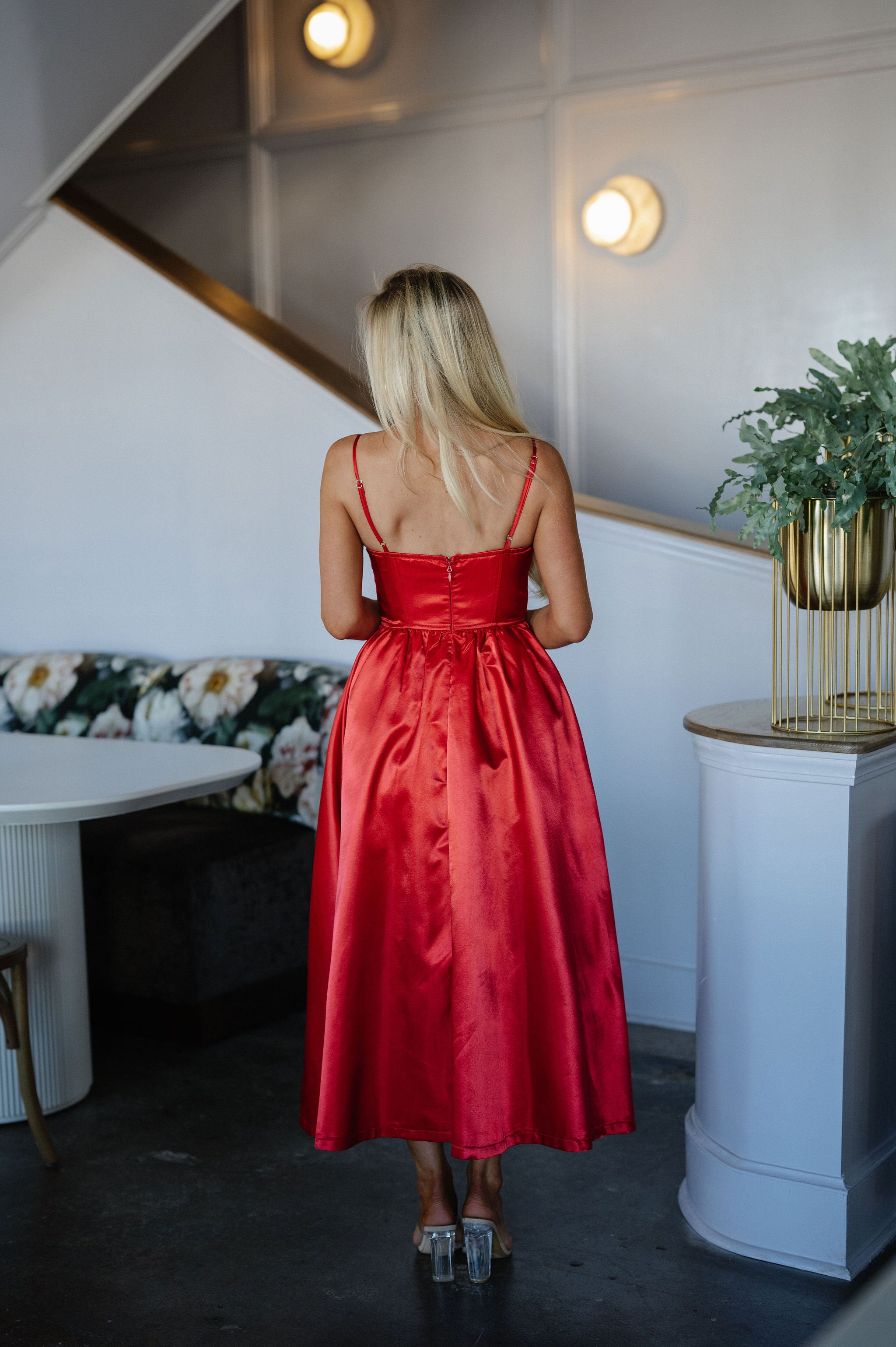 Jingle Bell Midi Dress-Red