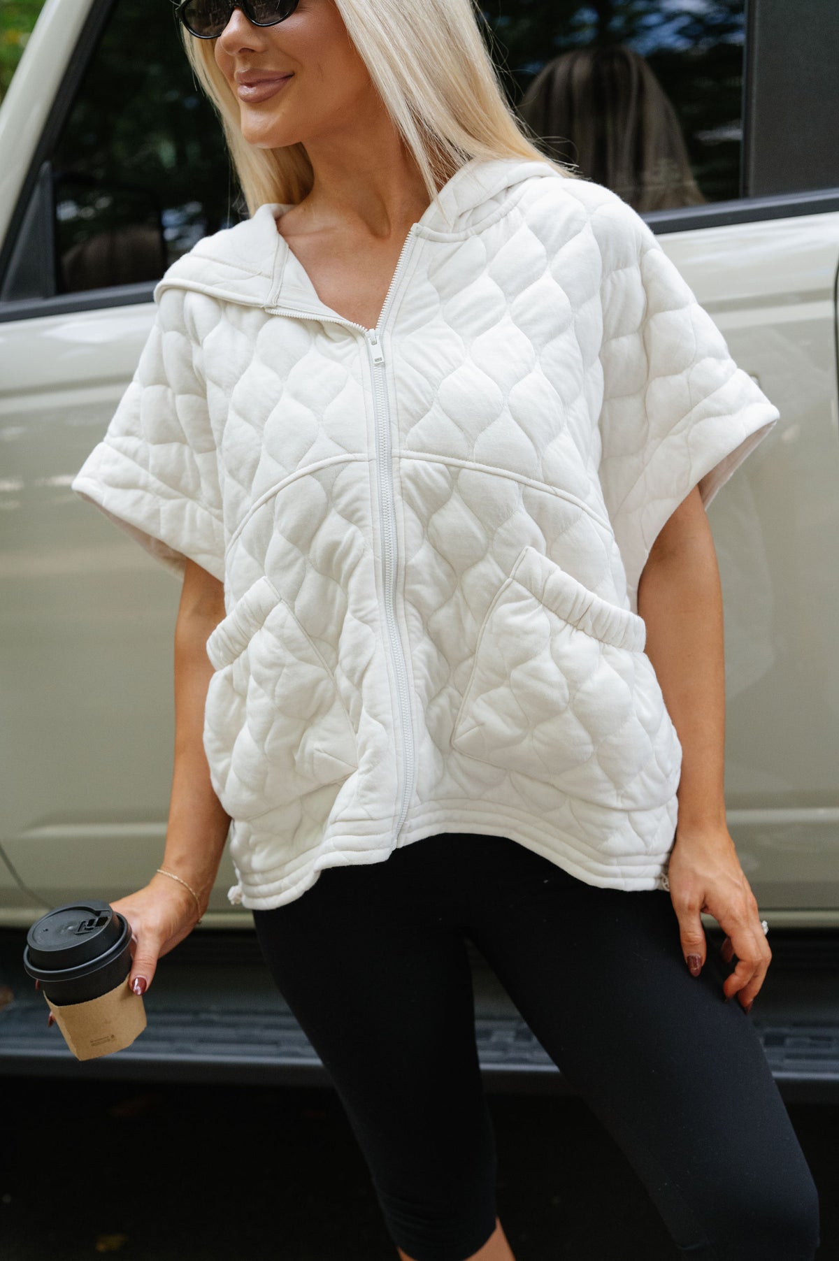 Emery Quilted Bubble Vest-Bone