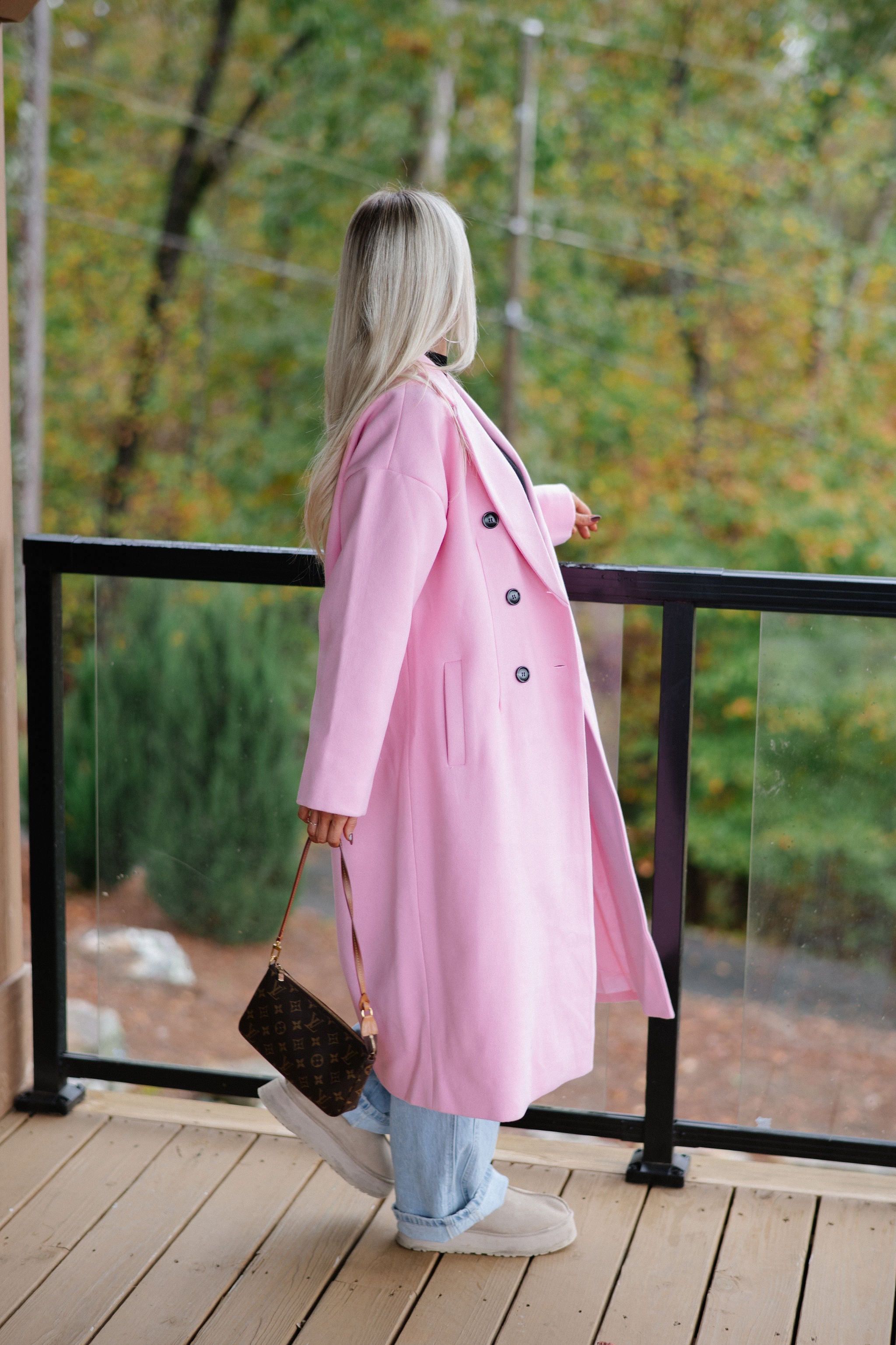 Chic Lapel Coat-Pink