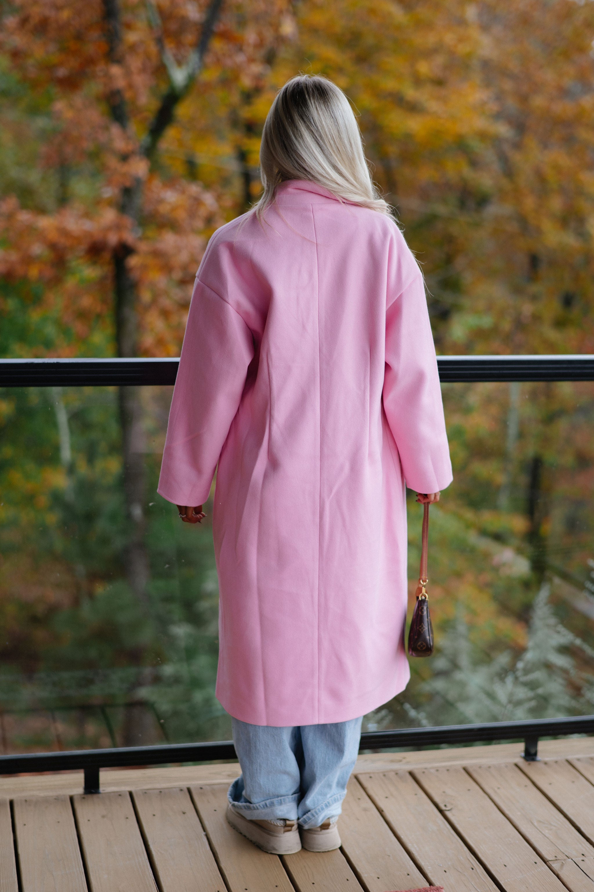 Chic Lapel Coat-Pink