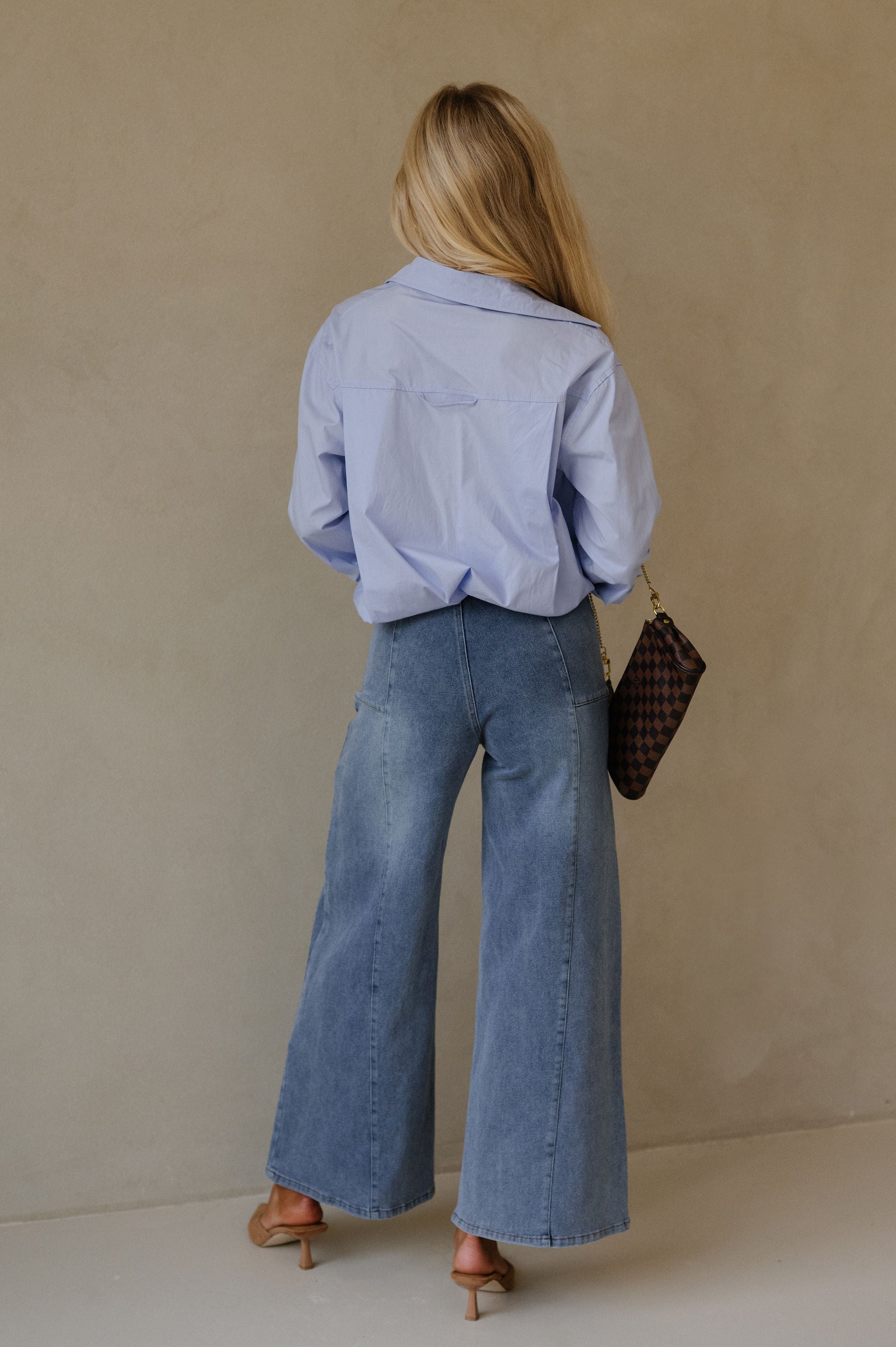 Kade Wide Leg Pants-Washed Denim