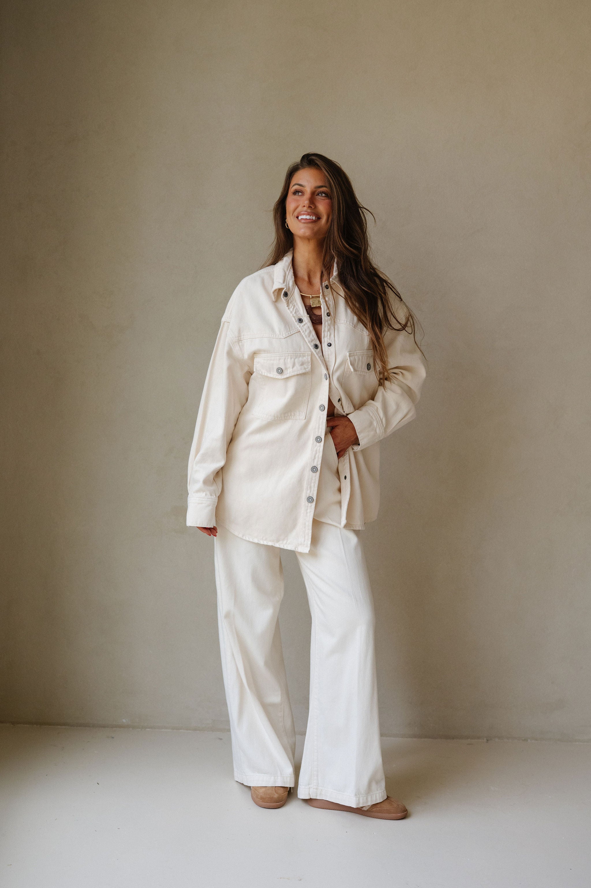Oversized Western Shirt-Ecru