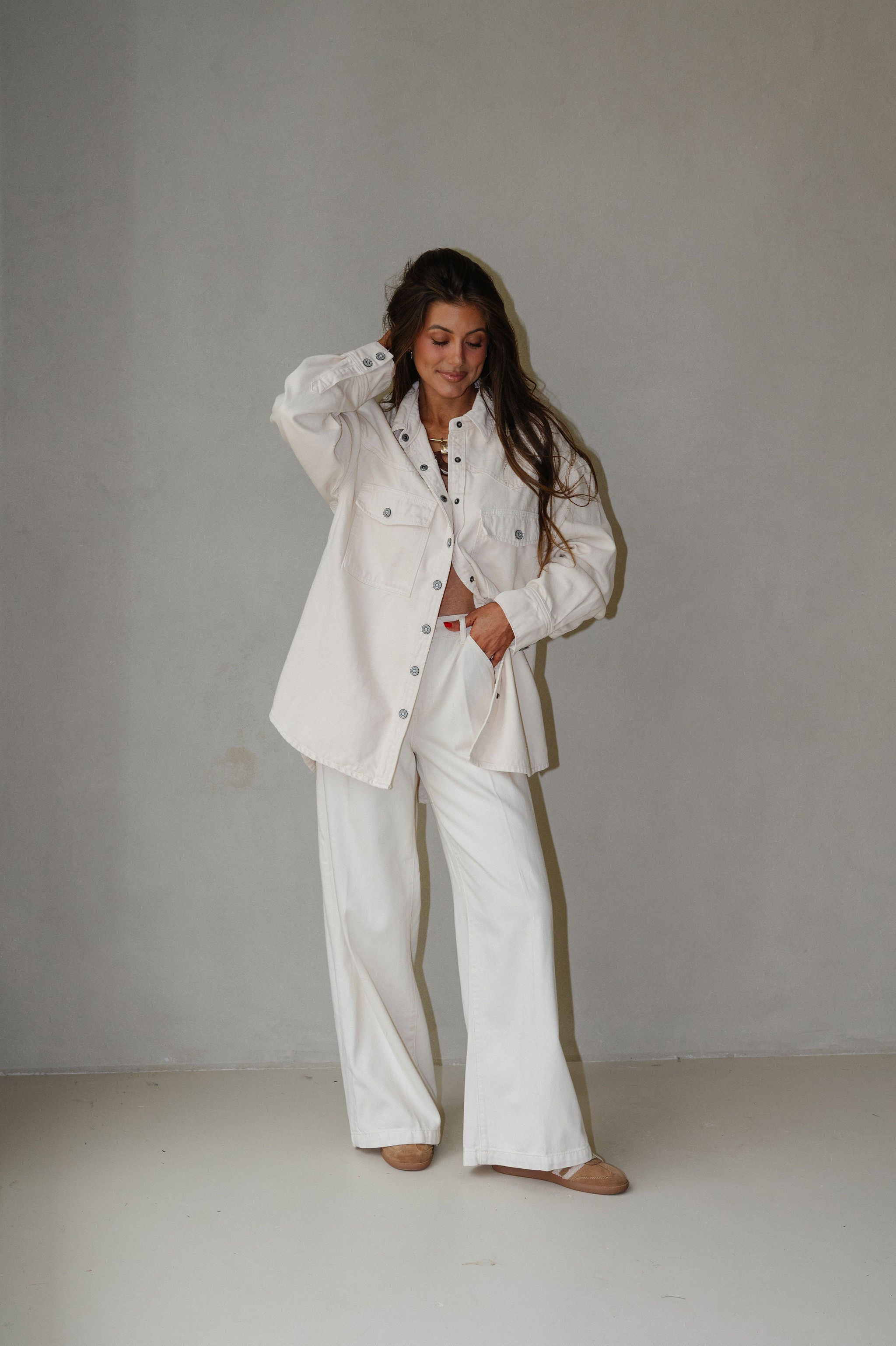 Oversized Western Shirt-Ecru